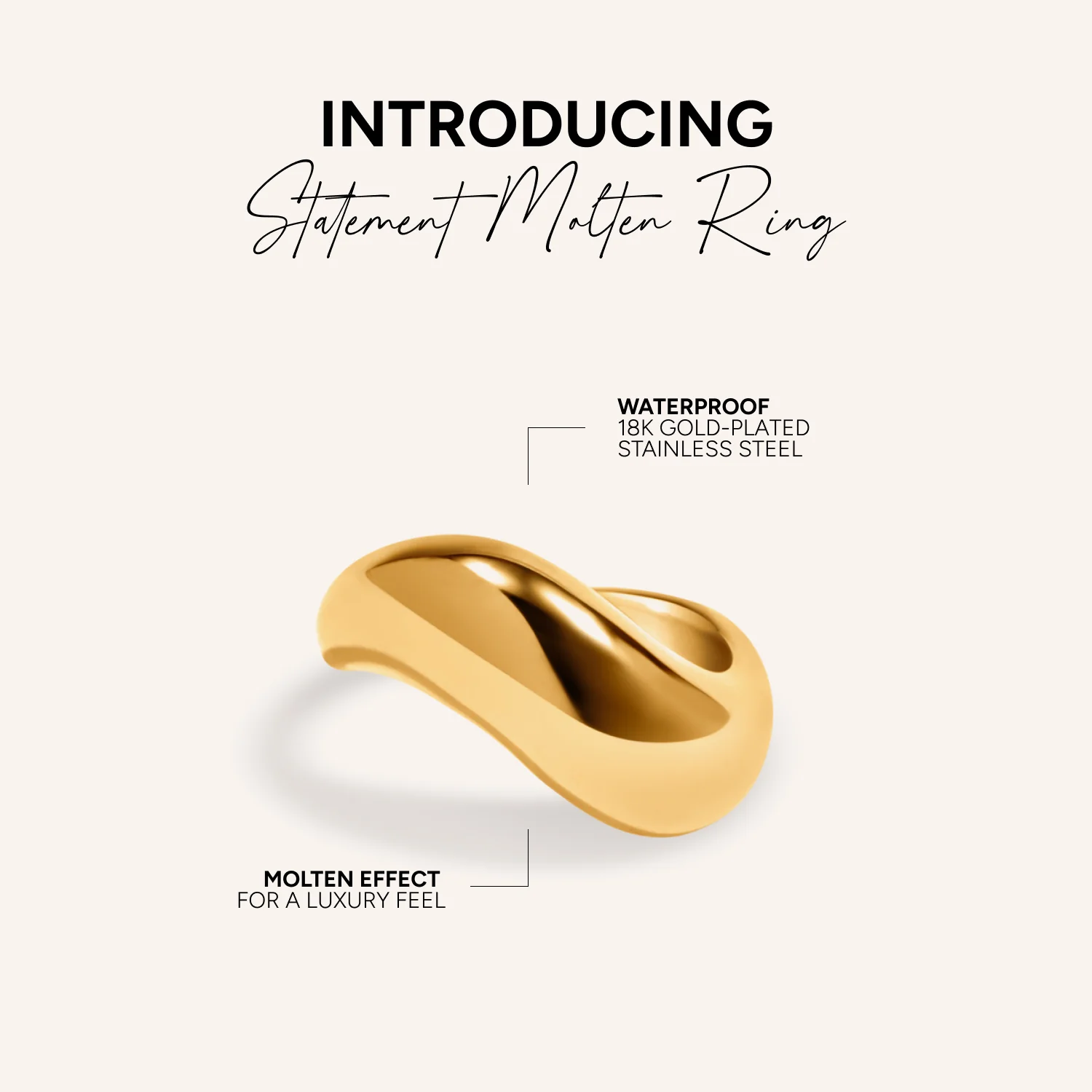 Statement Molten Ring (Gold) - Image 4