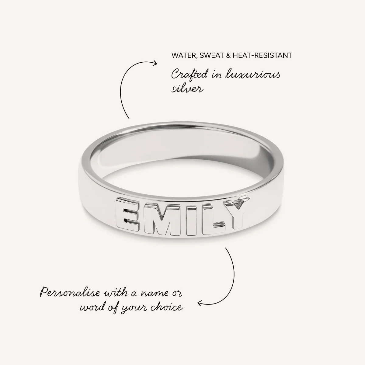 Fine 3D Name Ring (Silver) - Image 3