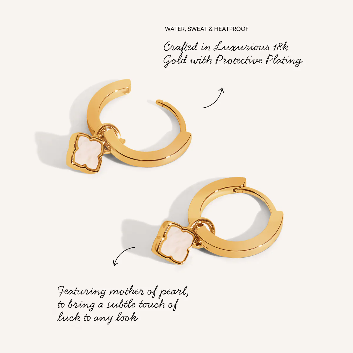 Fine Mini Pearl Clover Huggie Earrings (Gold) - Image 4