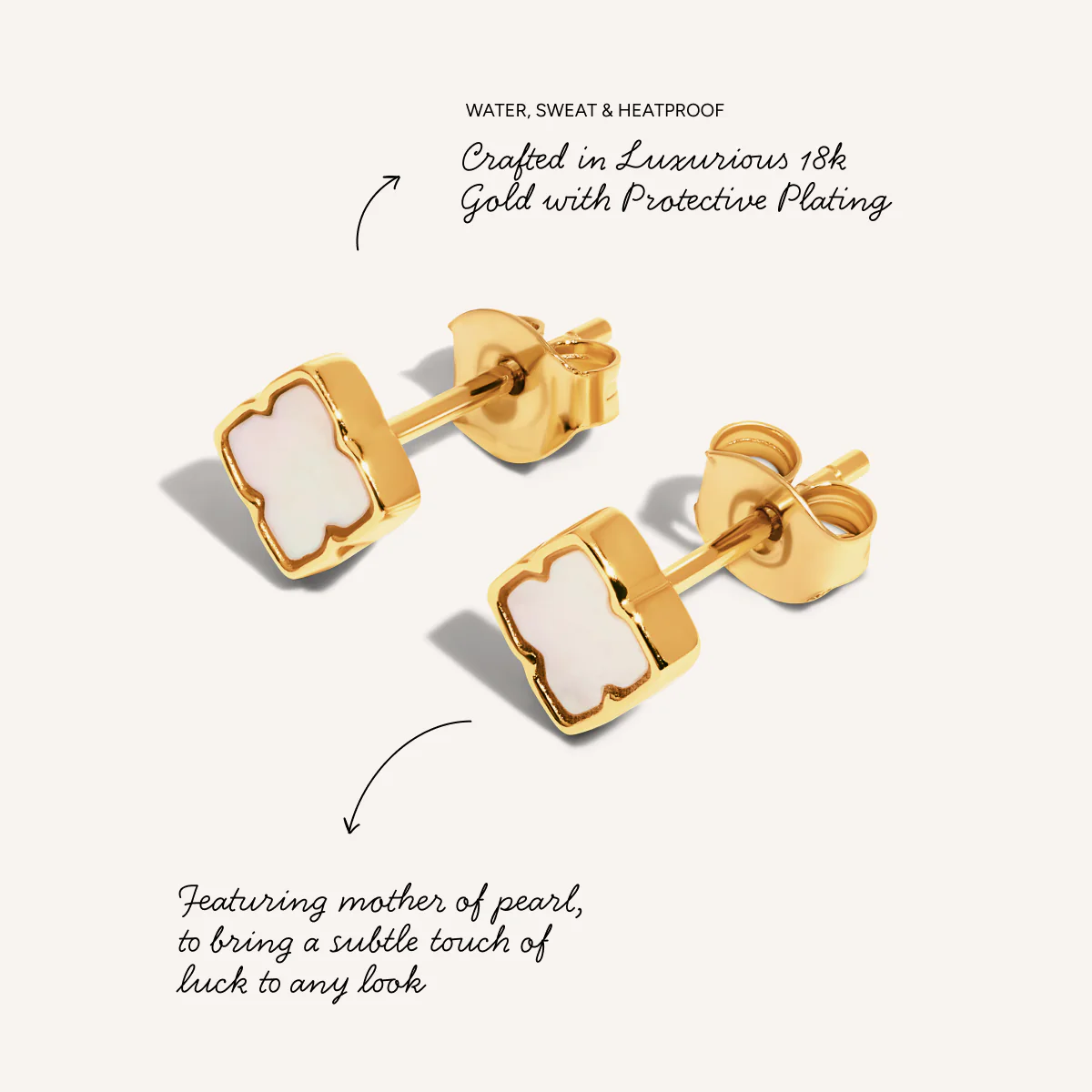 Fine Mini Pearl Clover Studs (Gold) - Image 4