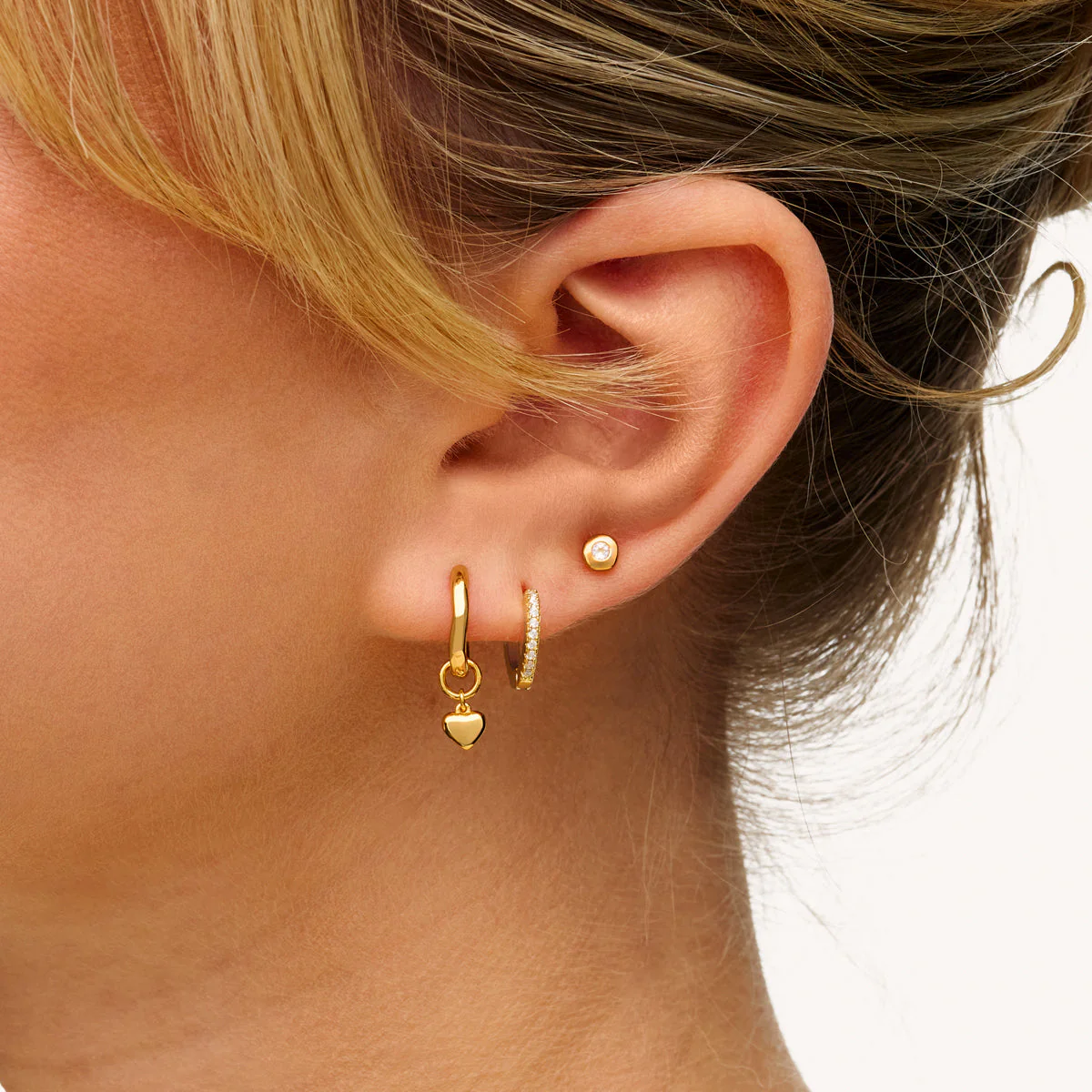 Fine Molten Heart Huggie Earrings (Gold) - Image 3