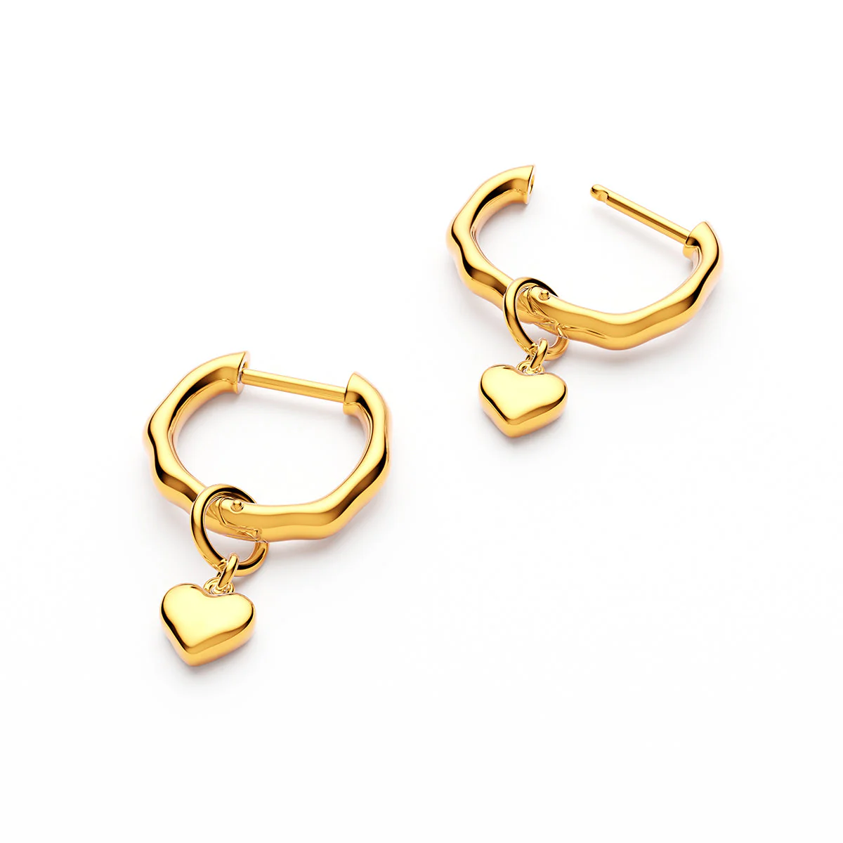Fine Molten Heart Huggie Earrings (Gold) - Image 4