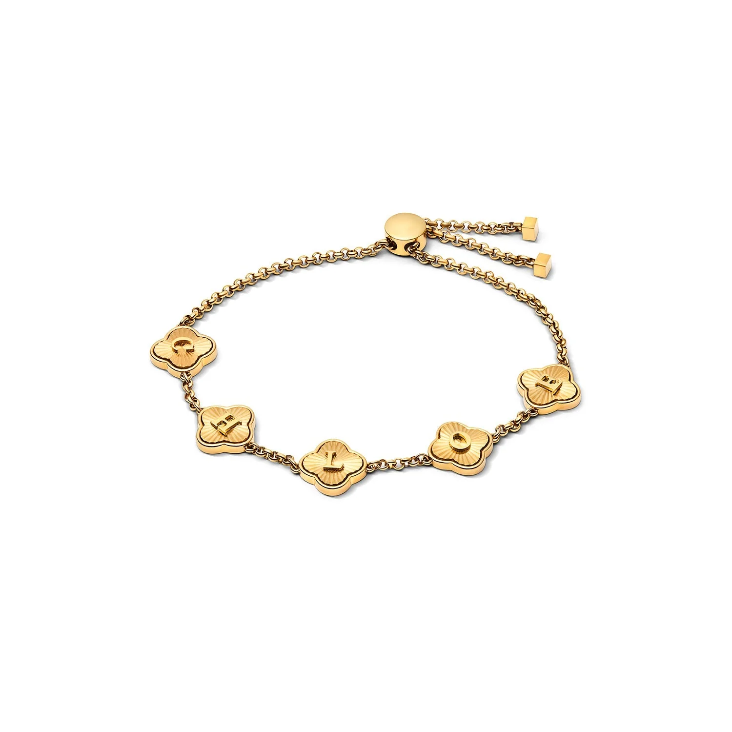 Textured Clover Custom Name Bracelet (Gold) - Image 11