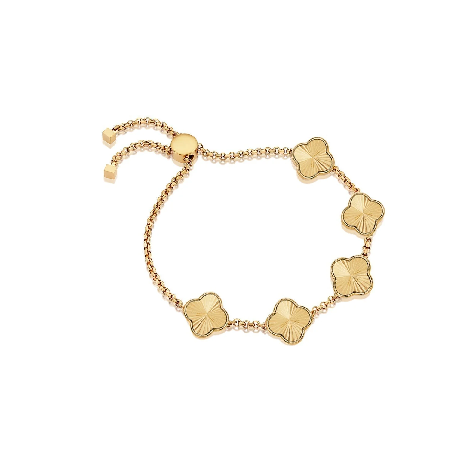 Textured Clover Custom Name Bracelet (Gold) - Image 12