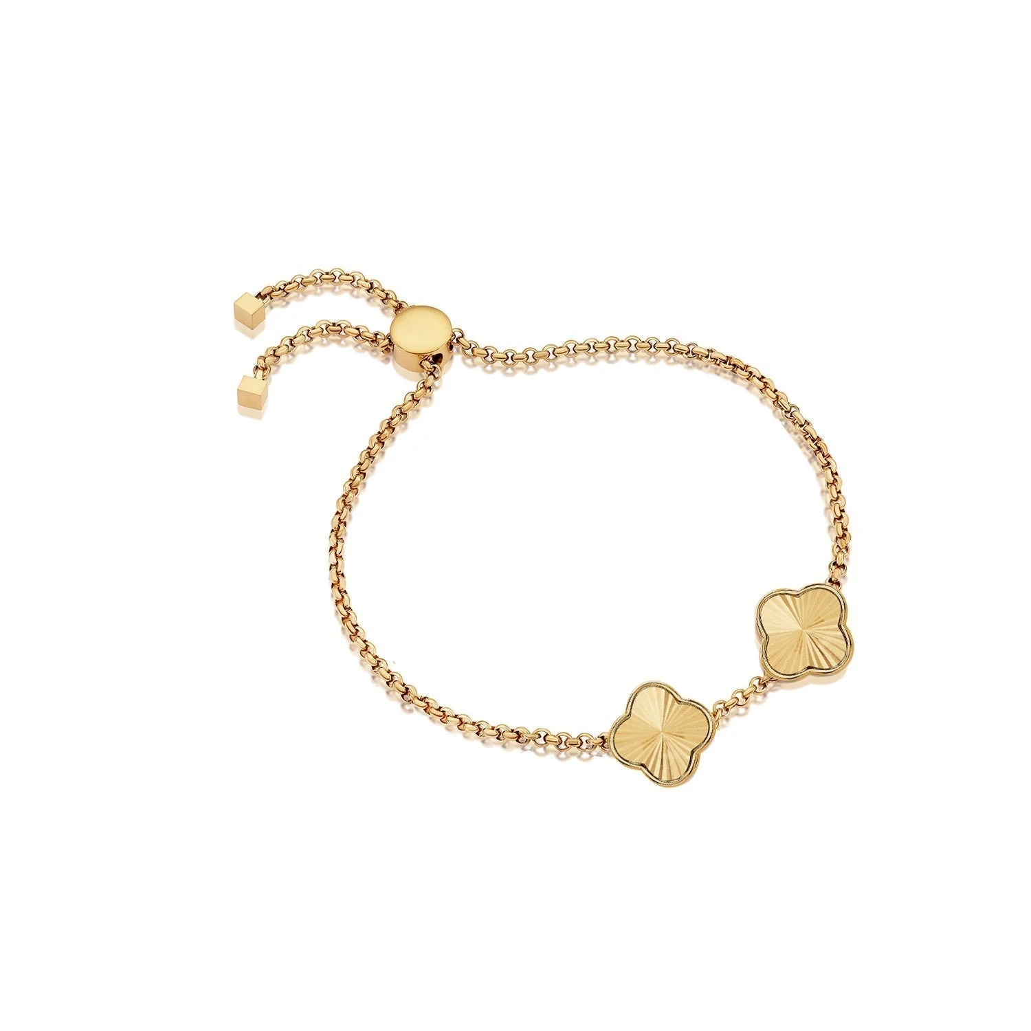 Textured Clover Custom Name Bracelet (Gold) - Image 8