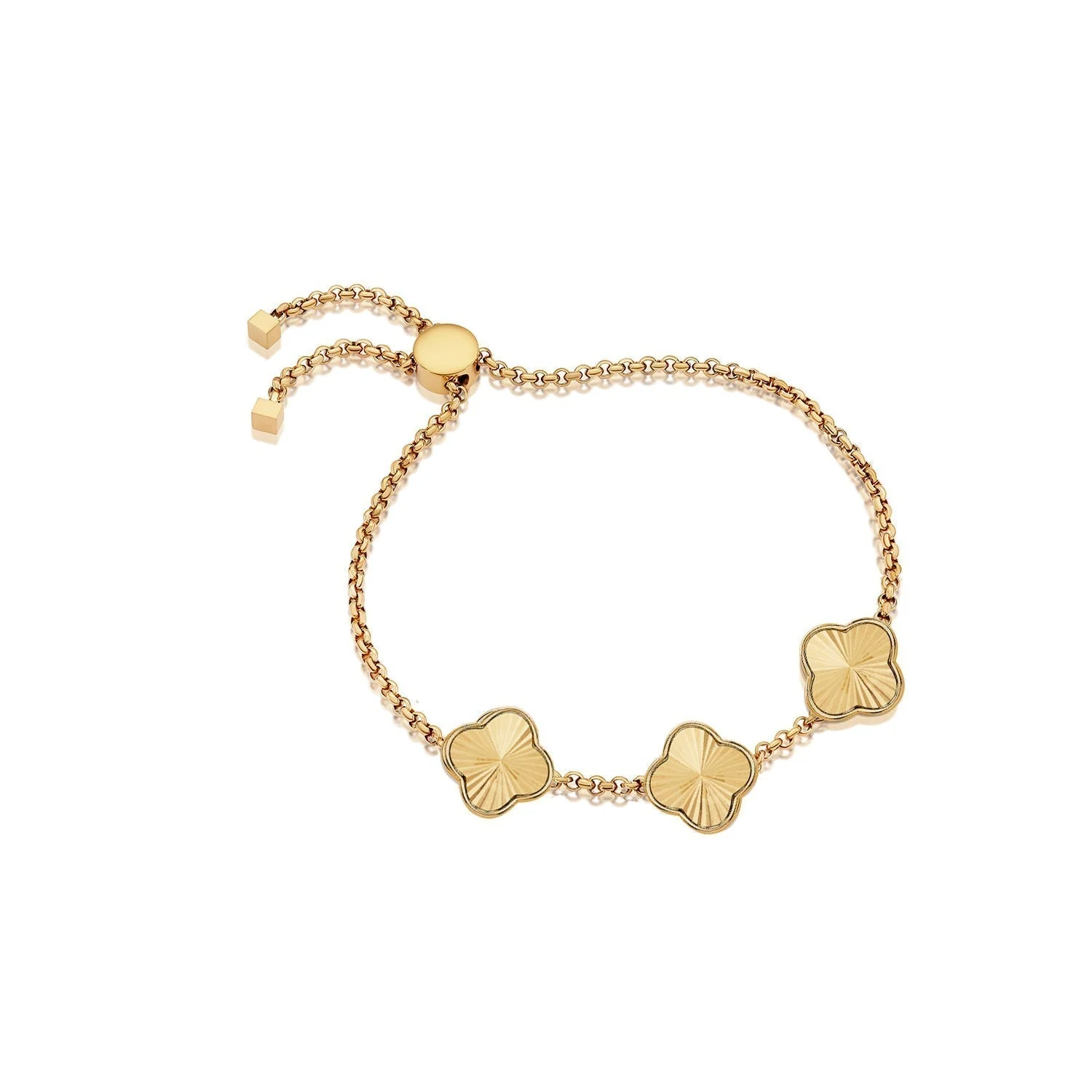 Textured Clover Custom Name Bracelet (Gold) - Image 9