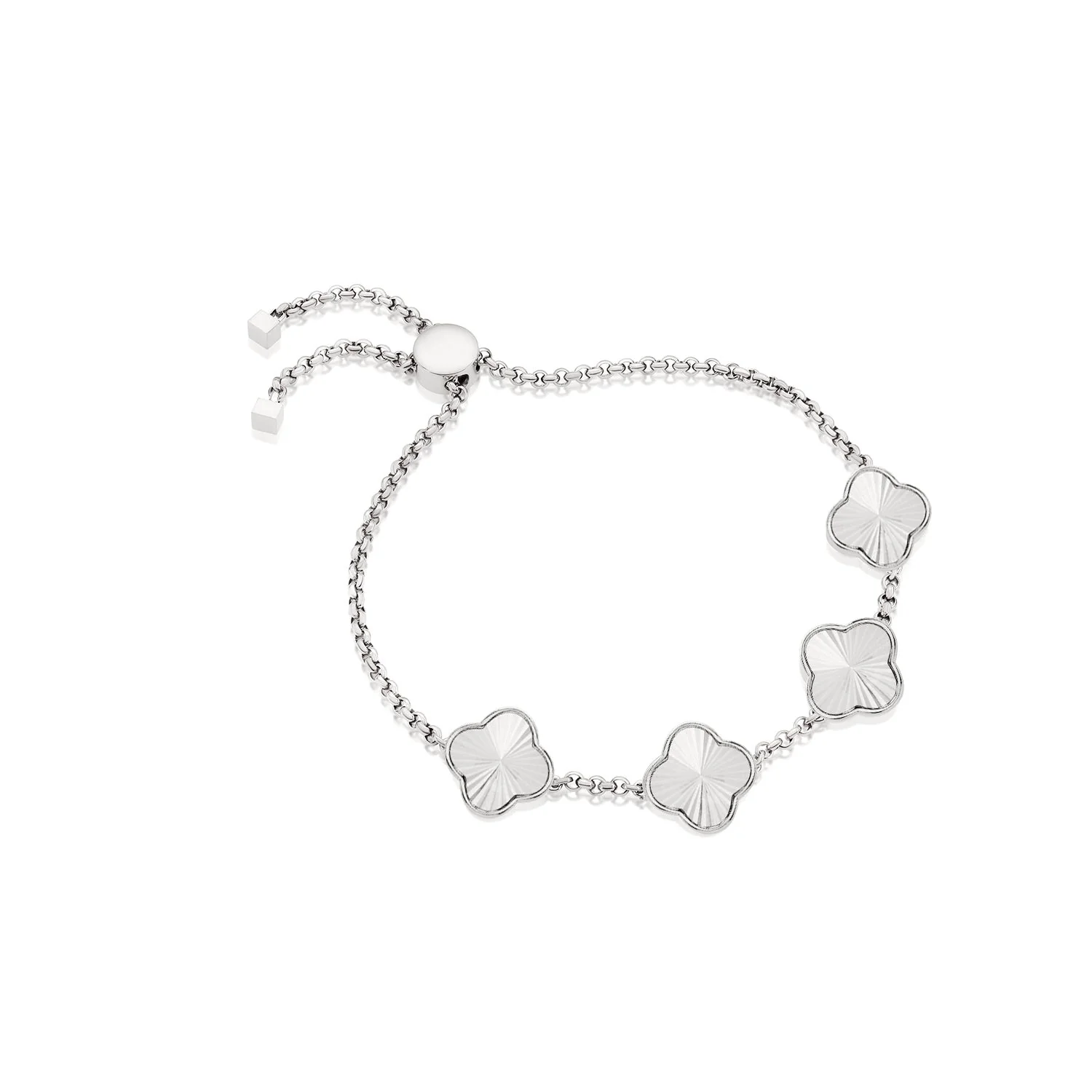 Textured Clover Custom Name Bracelet (Silver) - Image 10