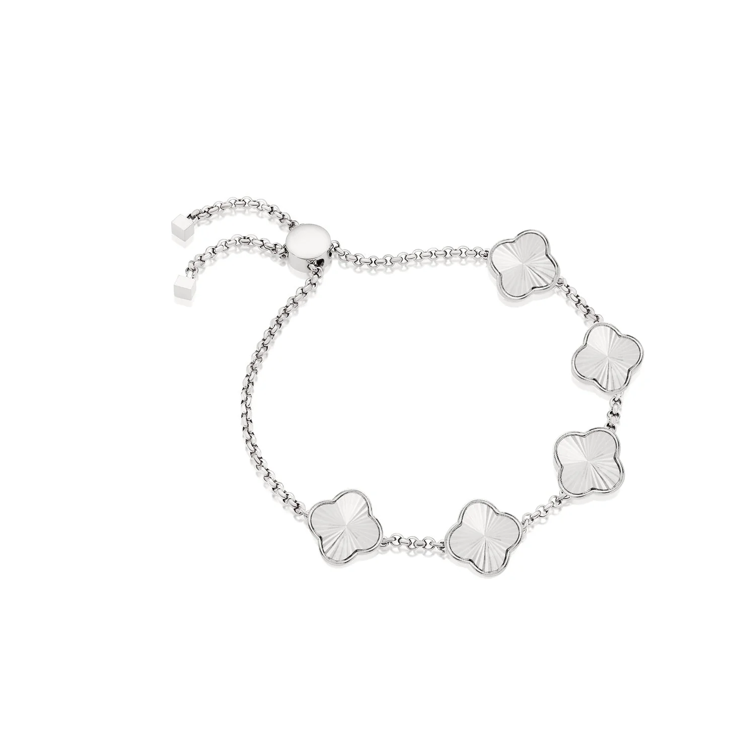 Textured Clover Custom Name Bracelet (Silver) - Image 11