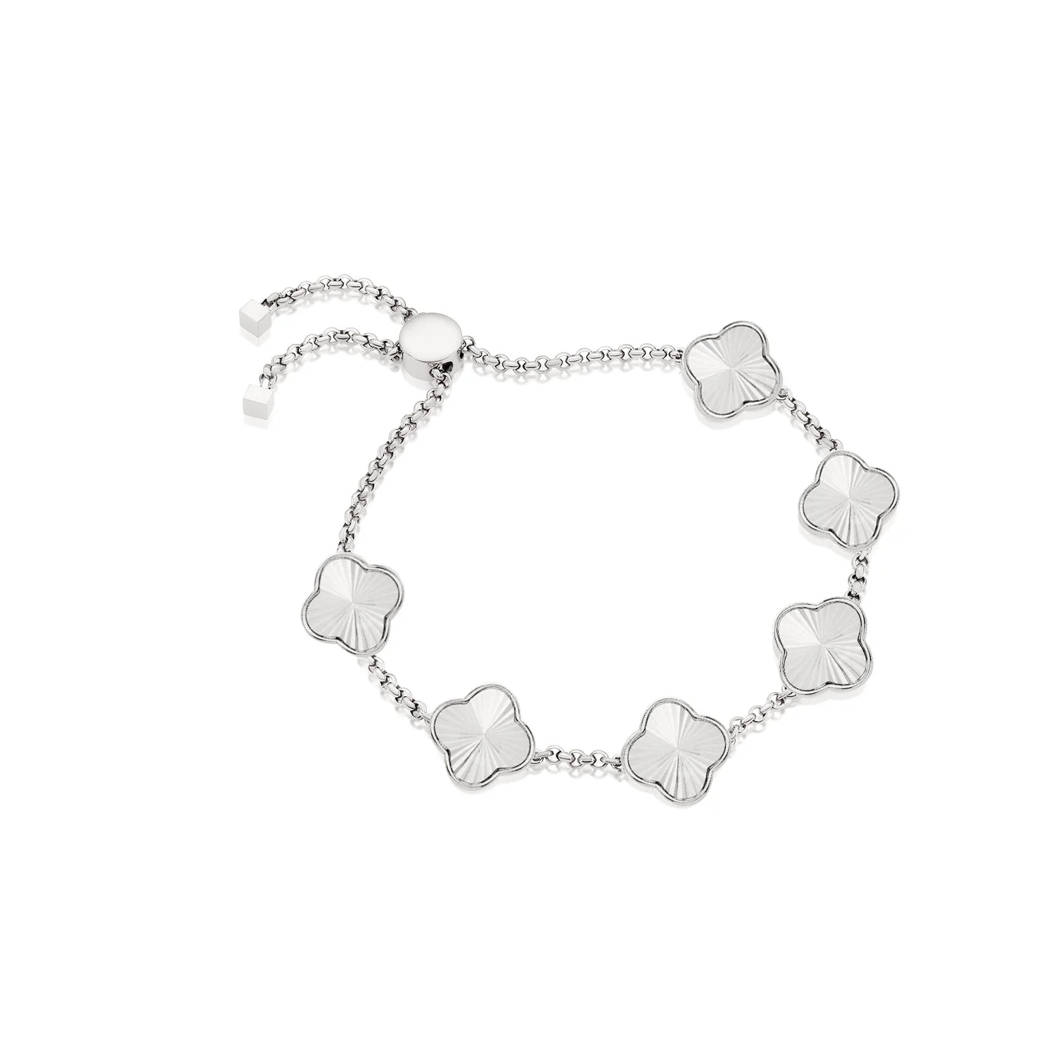 Textured Clover Custom Name Bracelet (Silver) - Image 12