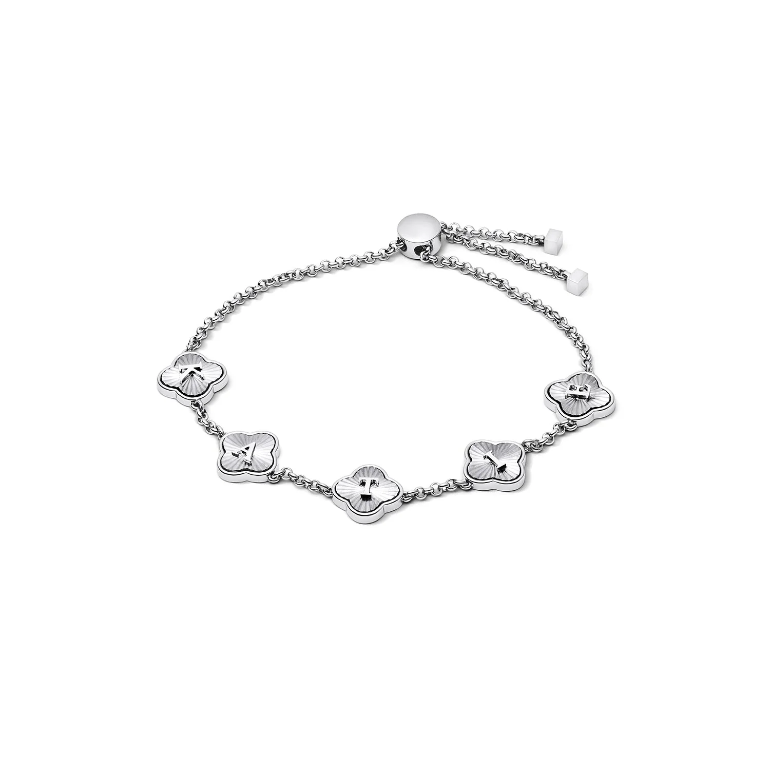 Textured Clover Custom Name Bracelet (Silver) - Image 13