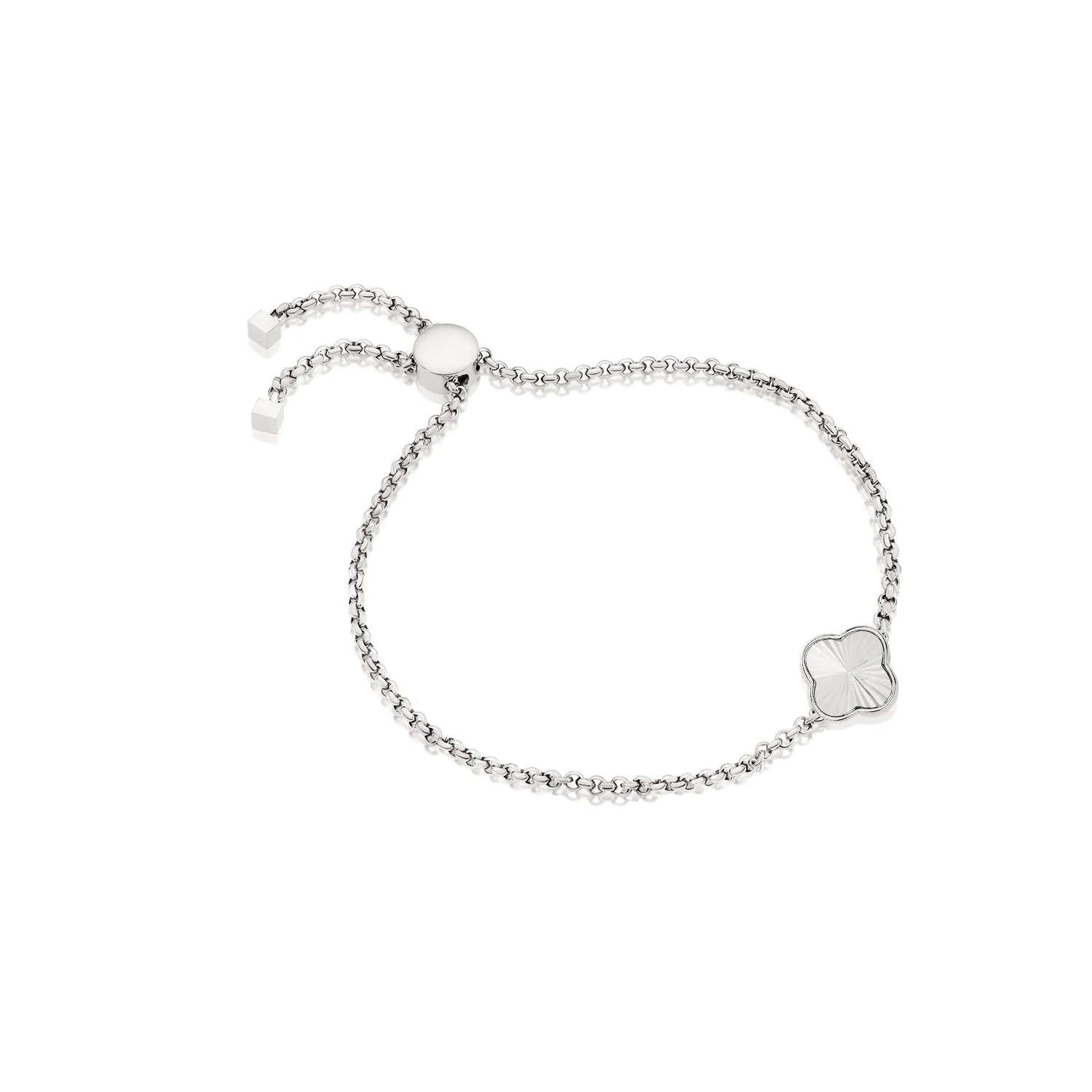 Textured Clover Custom Name Bracelet (Silver) - Image 7