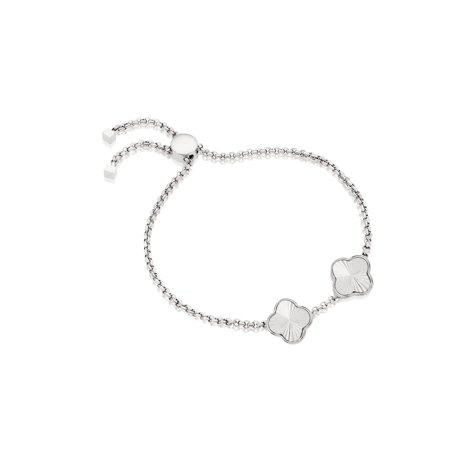 Textured Clover Custom Name Bracelet (Silver) - Image 8