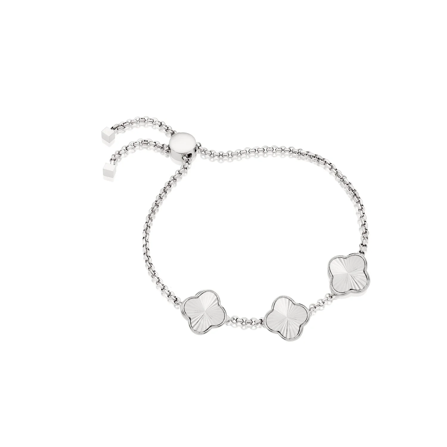 Textured Clover Custom Name Bracelet (Silver) - Image 9