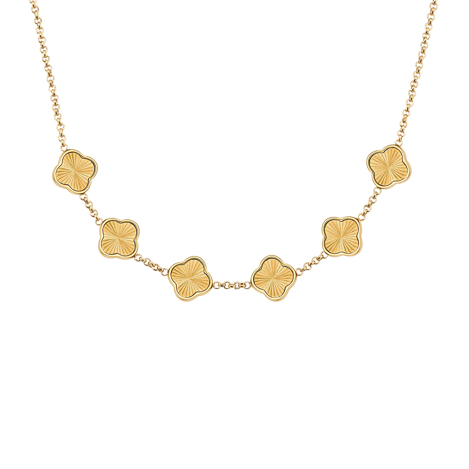 Textured Clover Custom Name Necklace (Gold) - Image 10