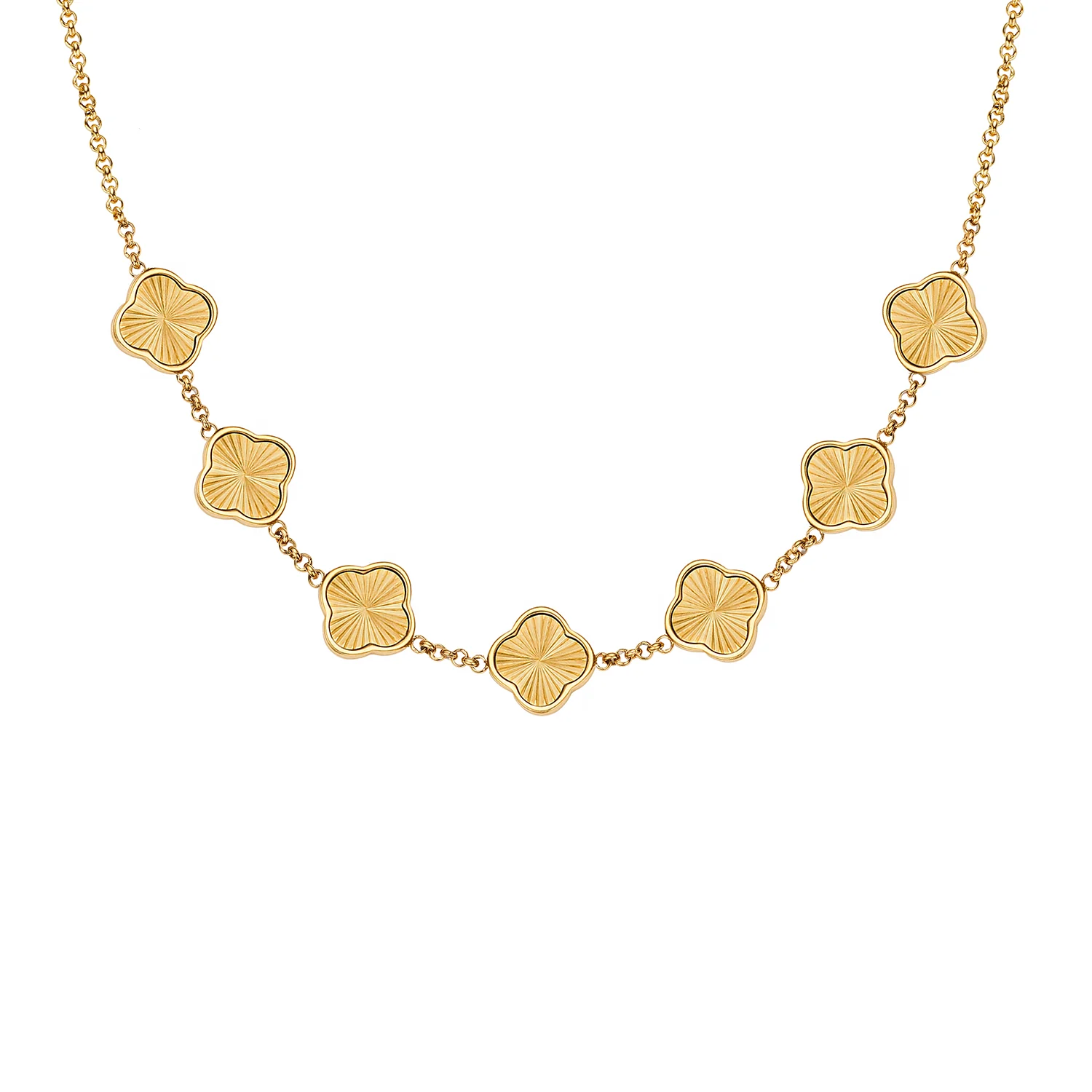 Textured Clover Custom Name Necklace (Gold) - Image 11