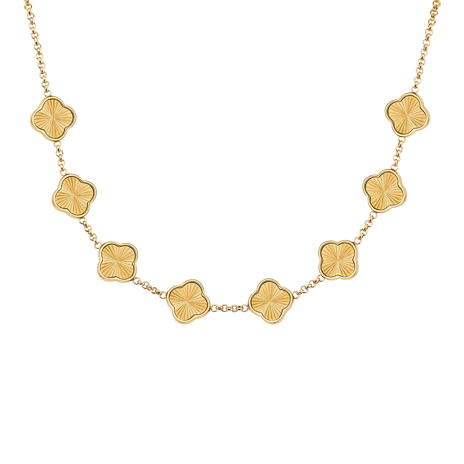 Textured Clover Custom Name Necklace (Gold) - Image 12