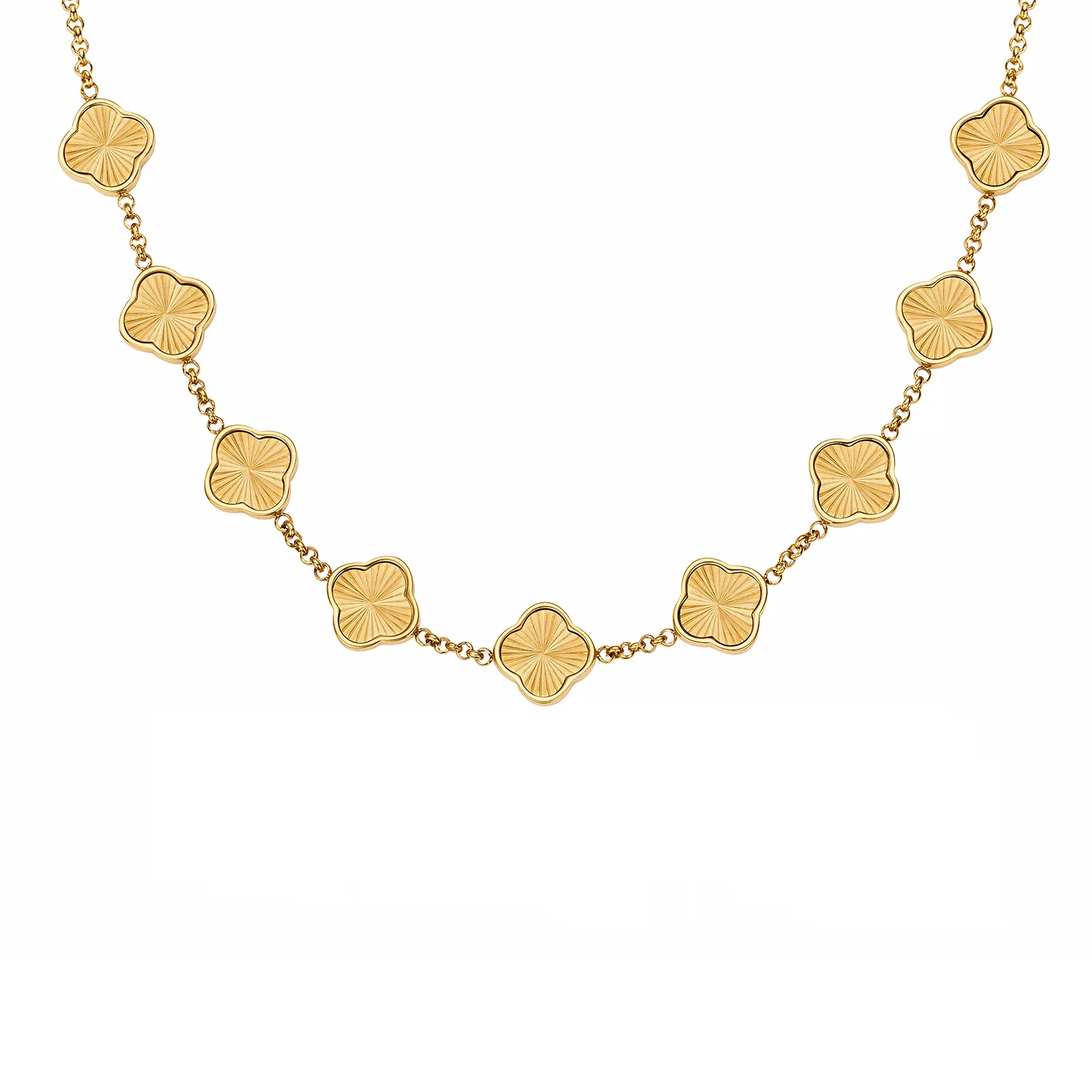 Textured Clover Custom Name Necklace (Gold) - Image 13