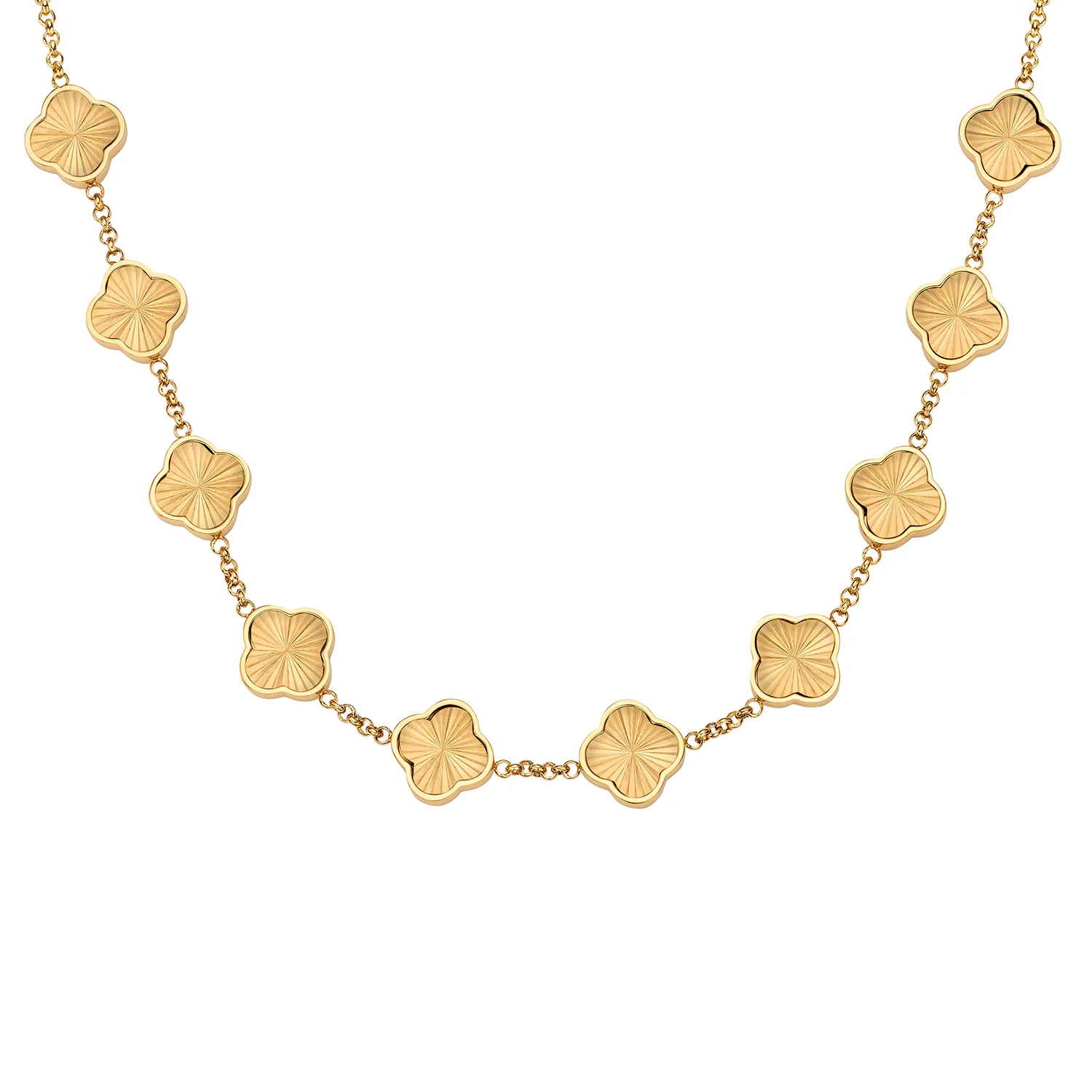 Textured Clover Custom Name Necklace (Gold) - Image 14