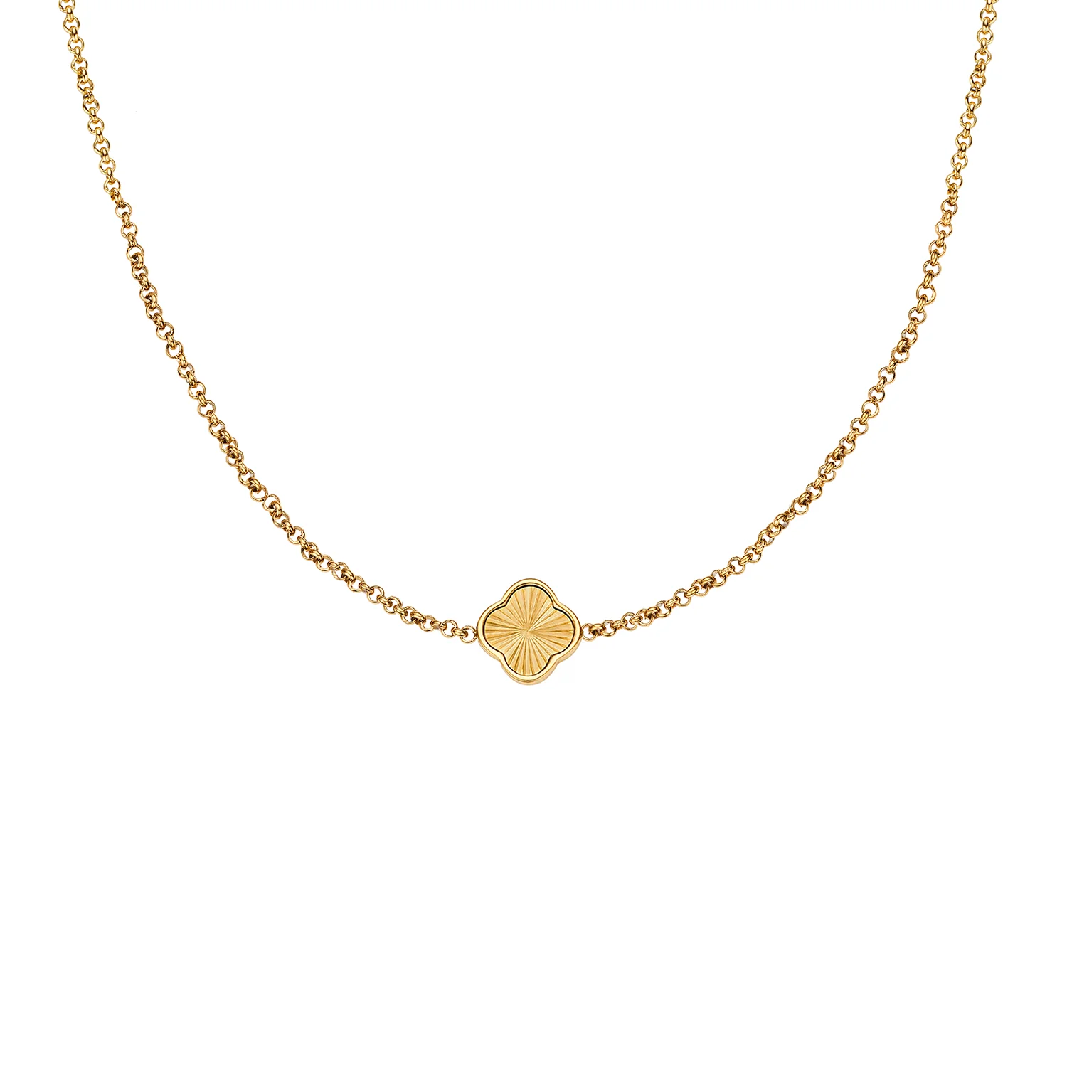 Textured Clover Custom Name Necklace (Gold) - Image 15