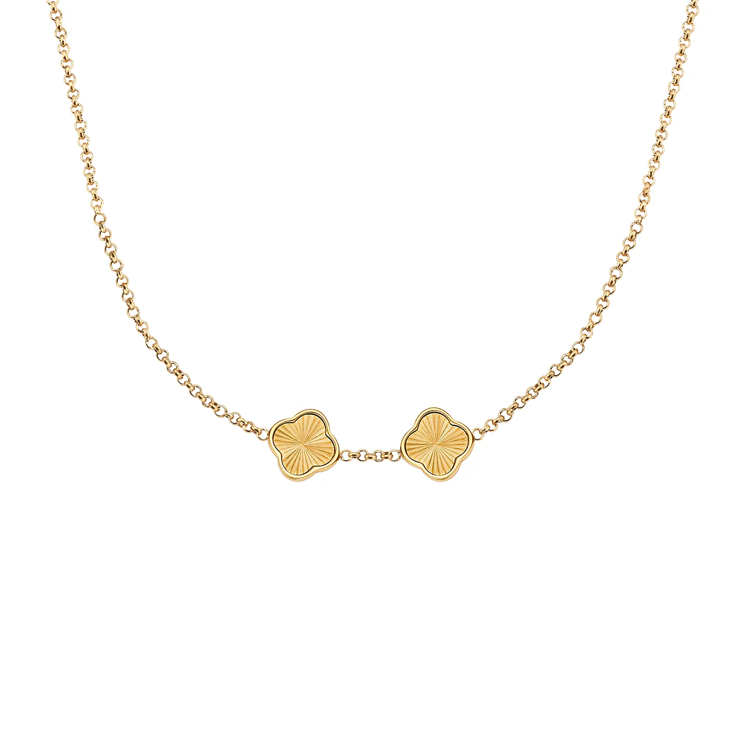 Textured Clover Custom Name Necklace (Gold) - Image 6