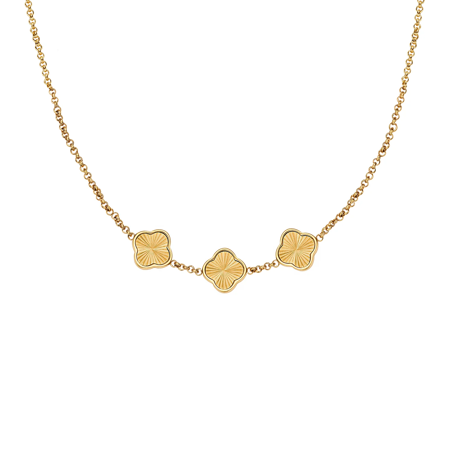 Textured Clover Custom Name Necklace (Gold) - Image 7