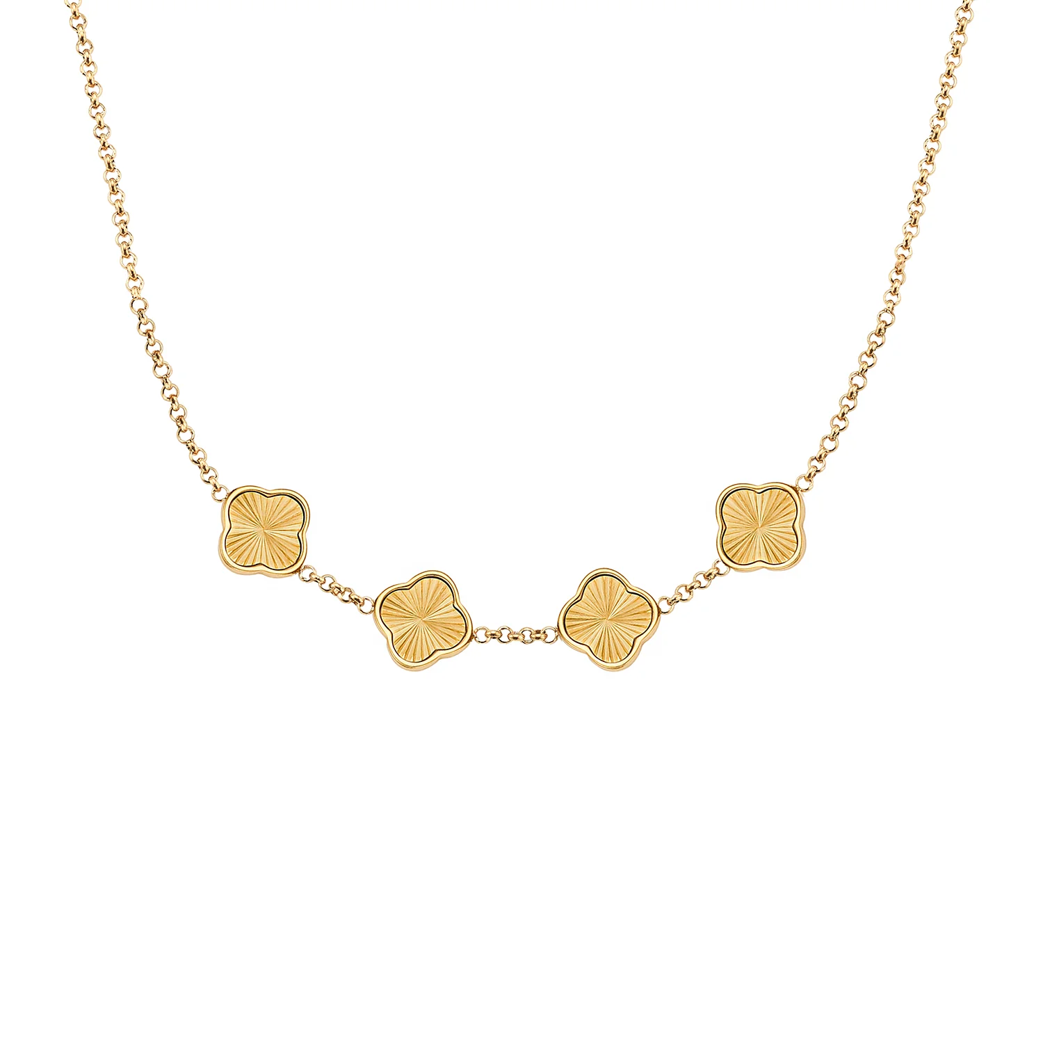 Textured Clover Custom Name Necklace (Gold) - Image 8
