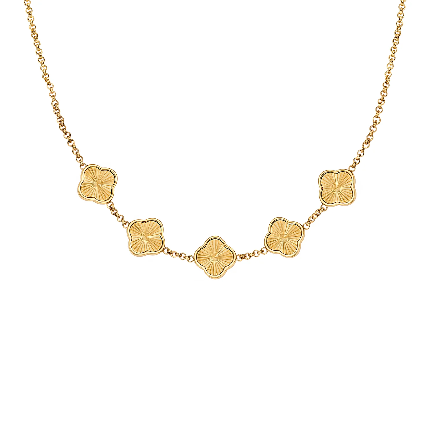Textured Clover Custom Name Necklace (Gold) - Image 9