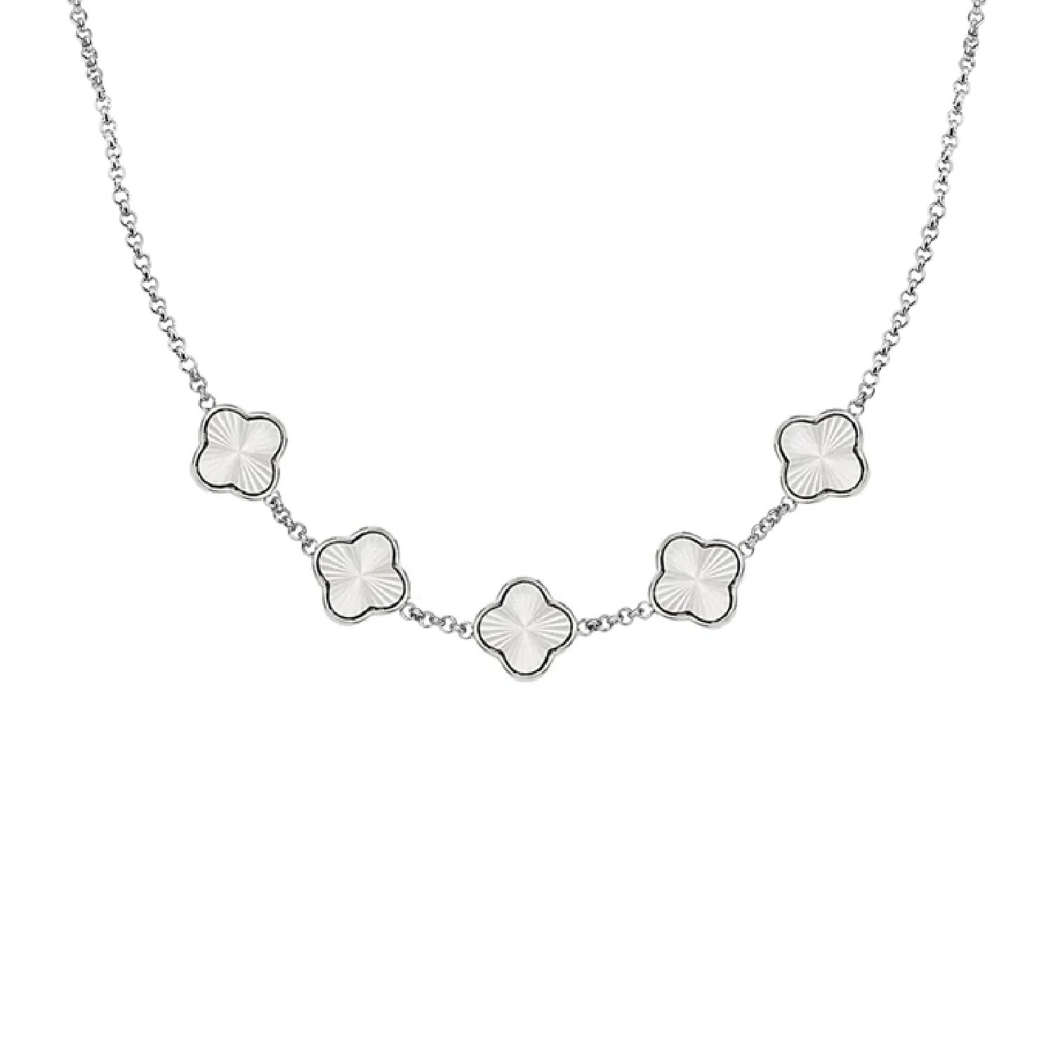 Textured Clover Custom Name Necklace (Silver) - Image 10