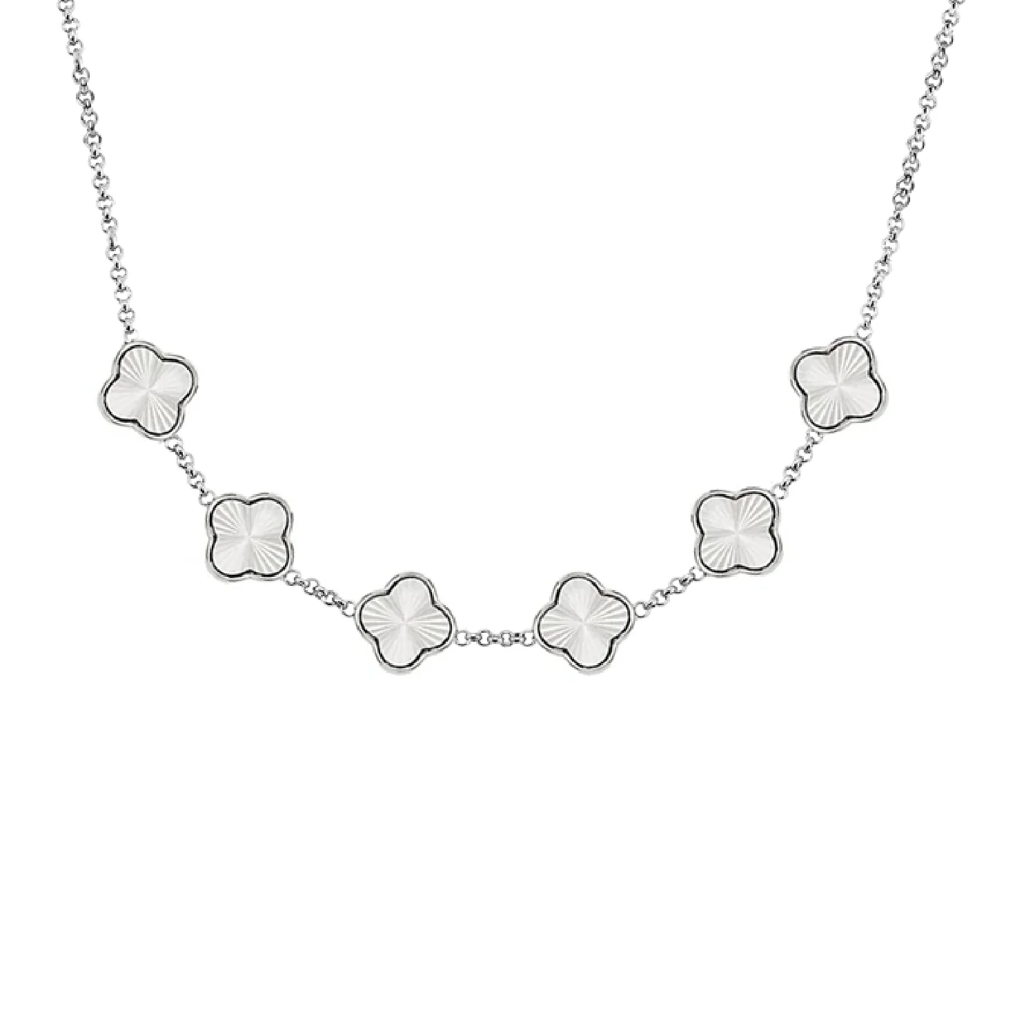 Textured Clover Custom Name Necklace (Silver) - Image 11