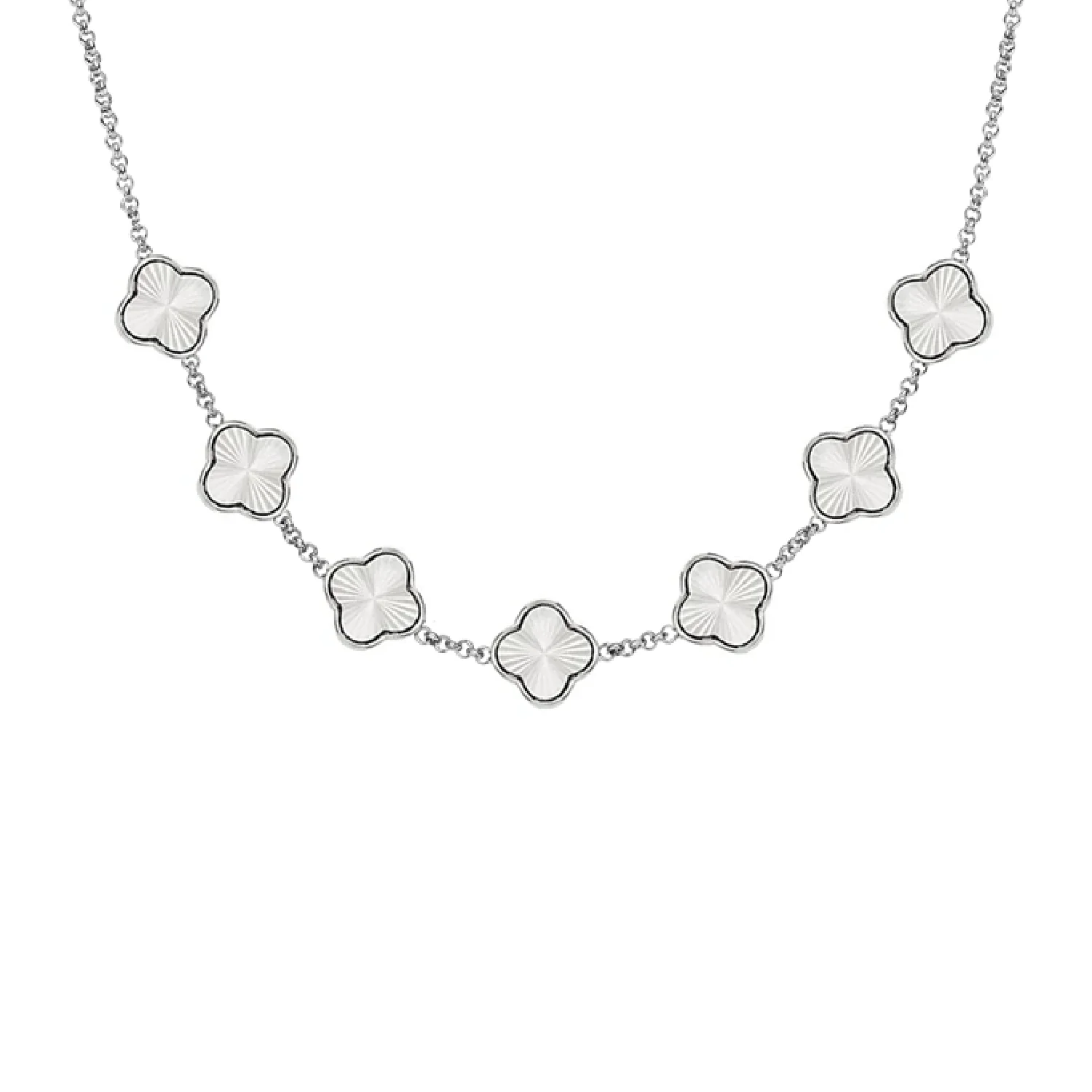Textured Clover Custom Name Necklace (Silver) - Image 12
