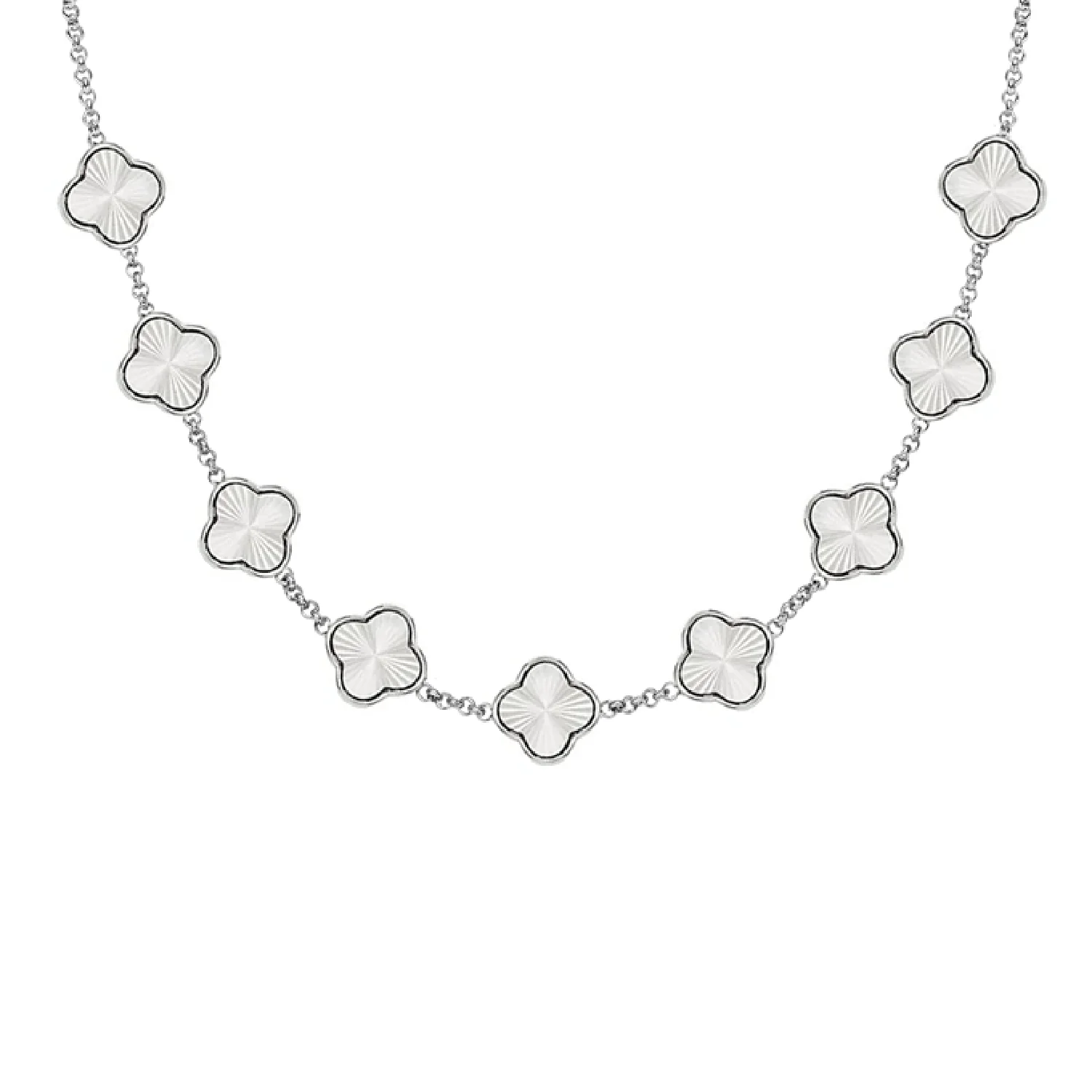 Textured Clover Custom Name Necklace (Silver) - Image 13