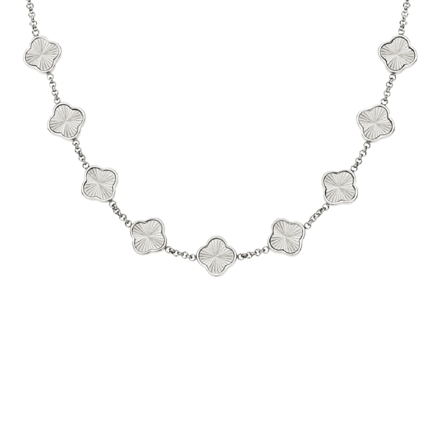 Textured Clover Custom Name Necklace (Silver) - Image 14