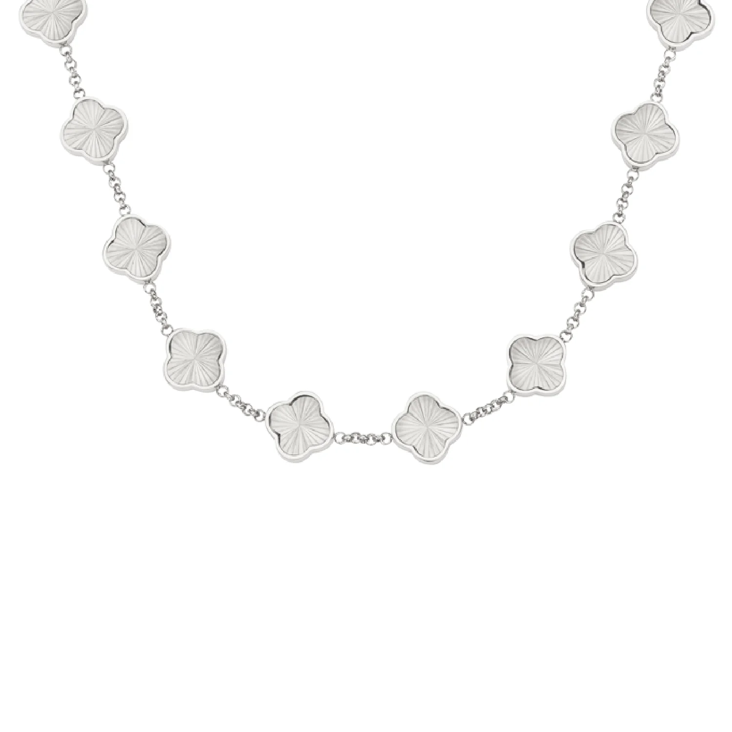 Textured Clover Custom Name Necklace (Silver) - Image 15