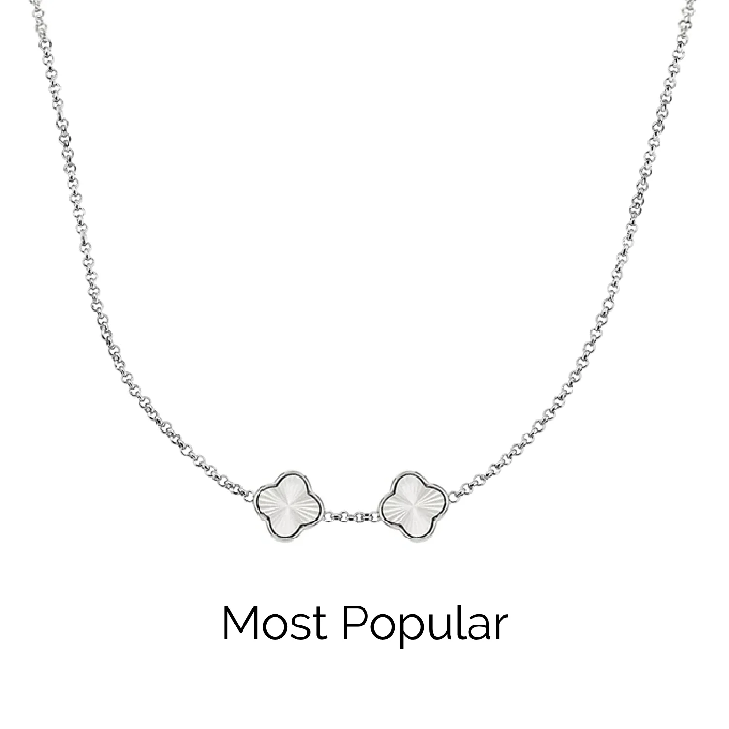 Textured Clover Custom Name Necklace (Silver) - Image 16