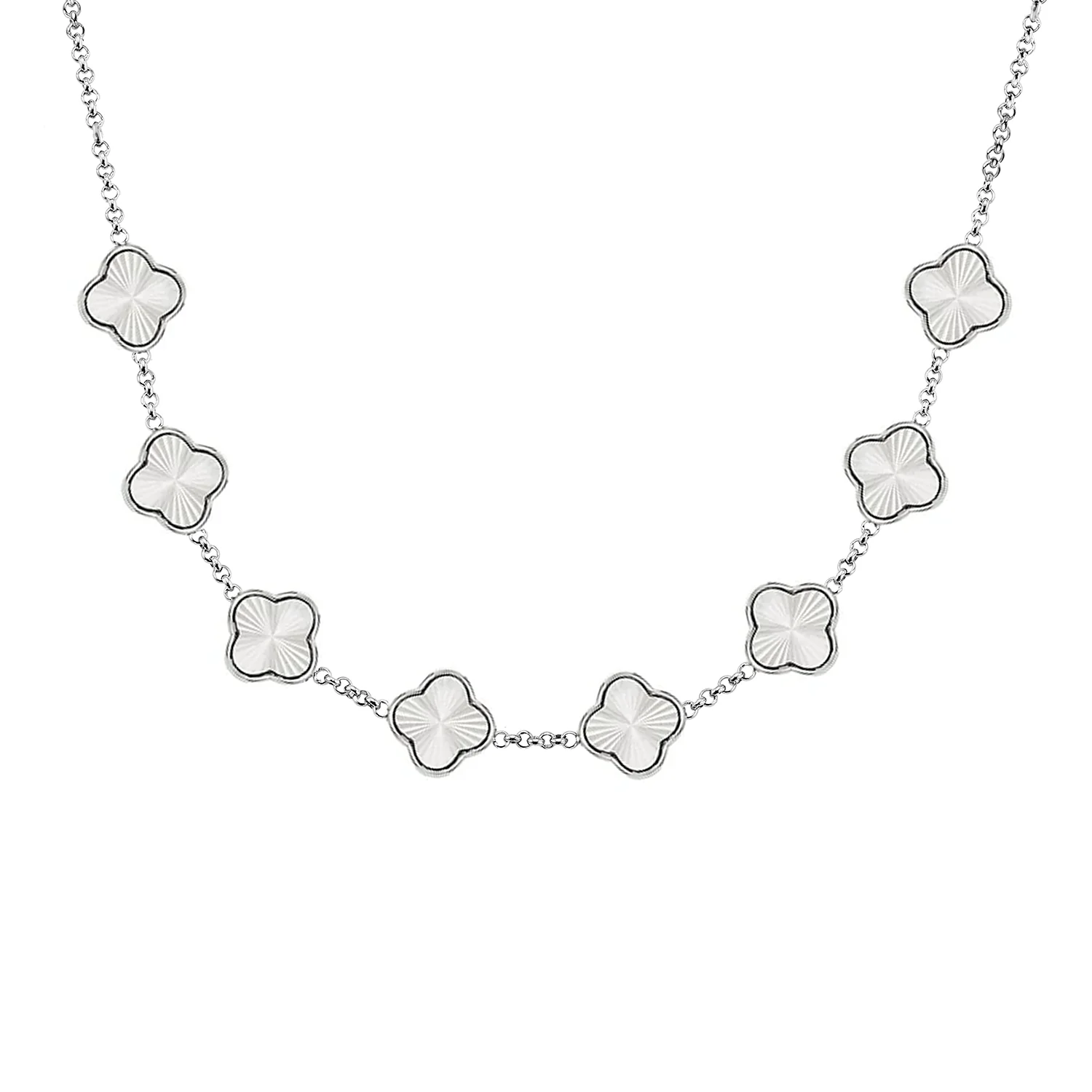 Textured Clover Custom Name Necklace (Silver) - Image 17