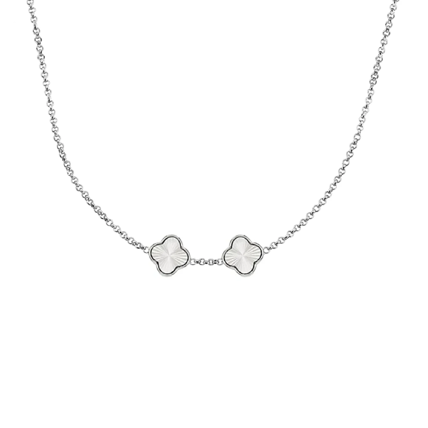 Textured Clover Custom Name Necklace (Silver) - Image 6