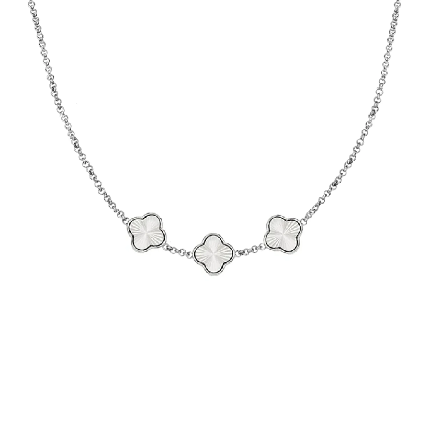 Textured Clover Custom Name Necklace (Silver) - Image 8