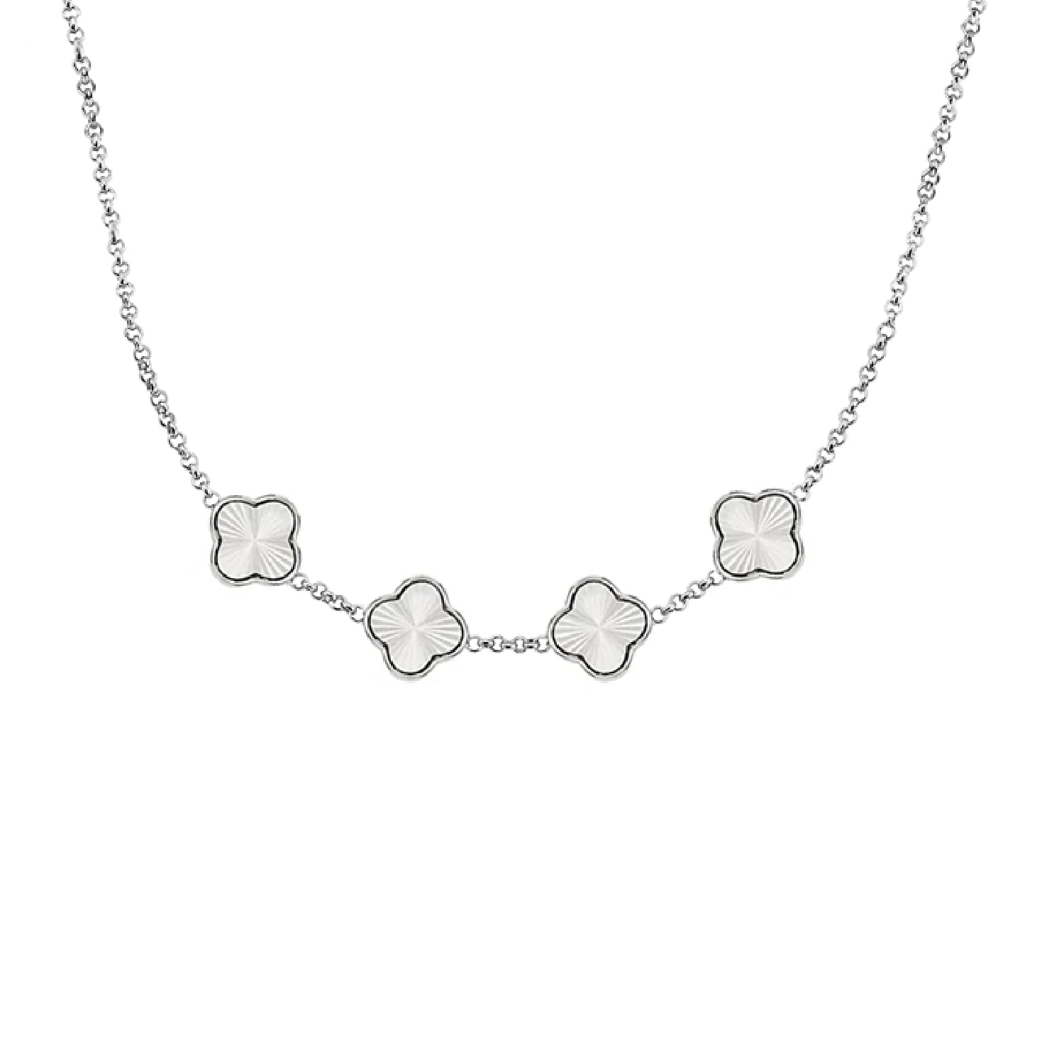 Textured Clover Custom Name Necklace (Silver) - Image 9