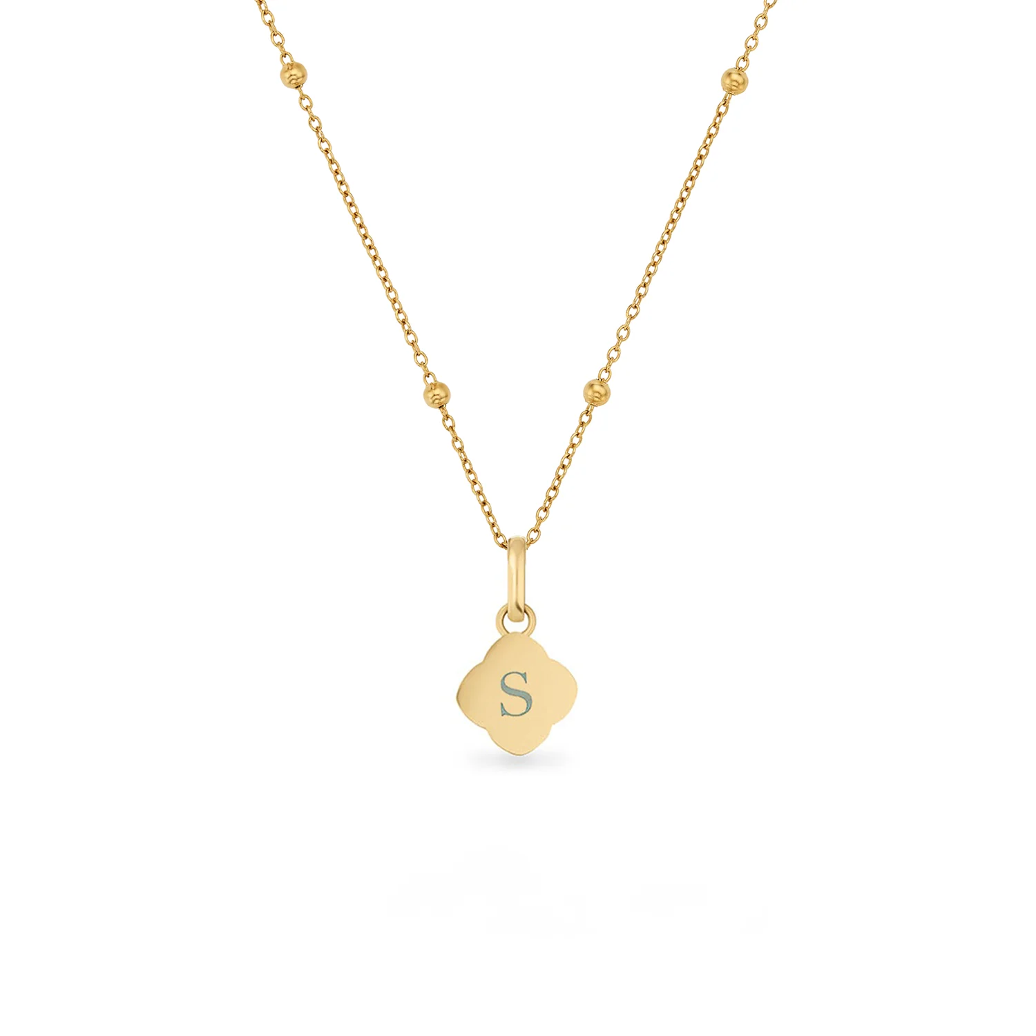 Textured Clover Necklace (Gold) - Image 10