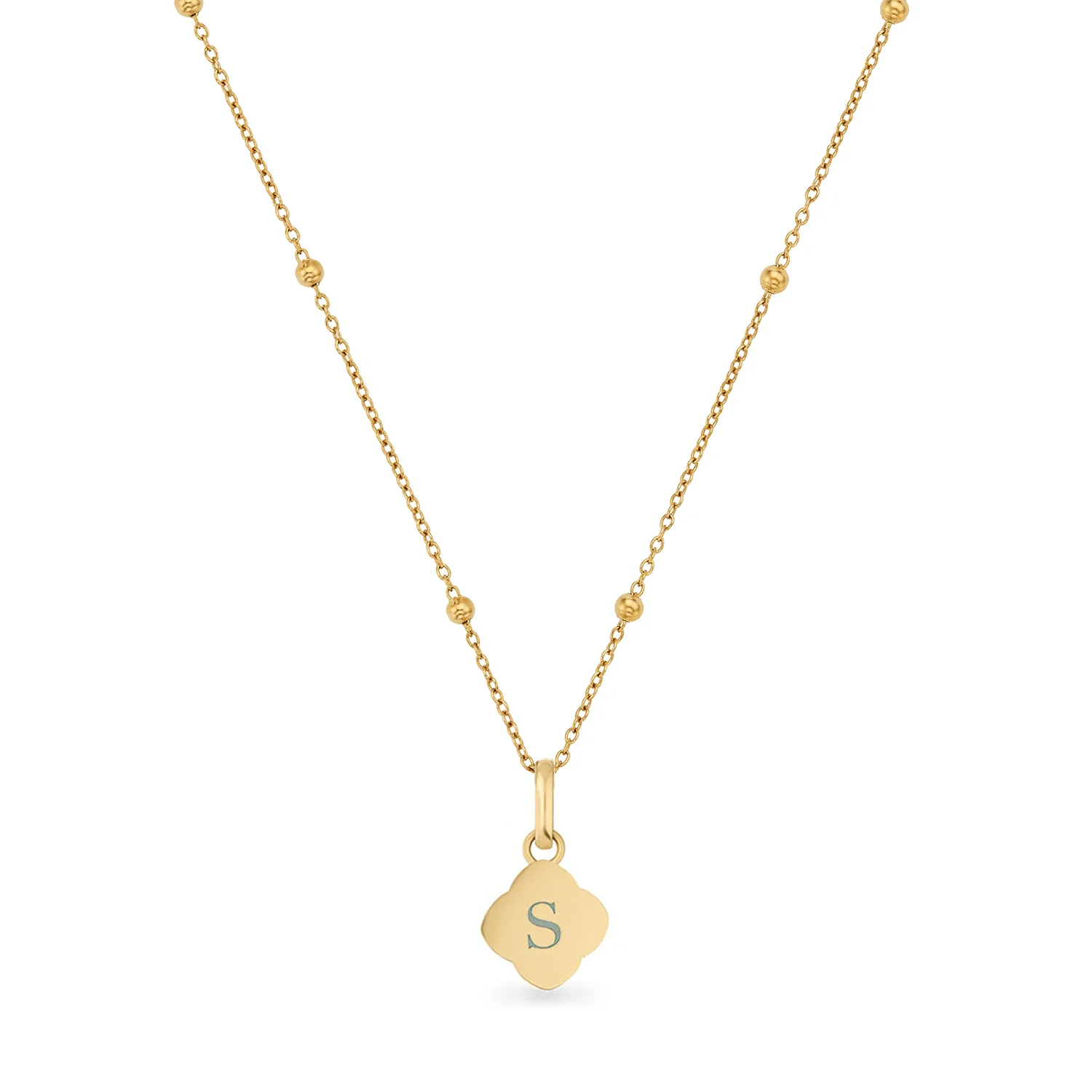 Textured Clover Necklace (Gold) - Image 11