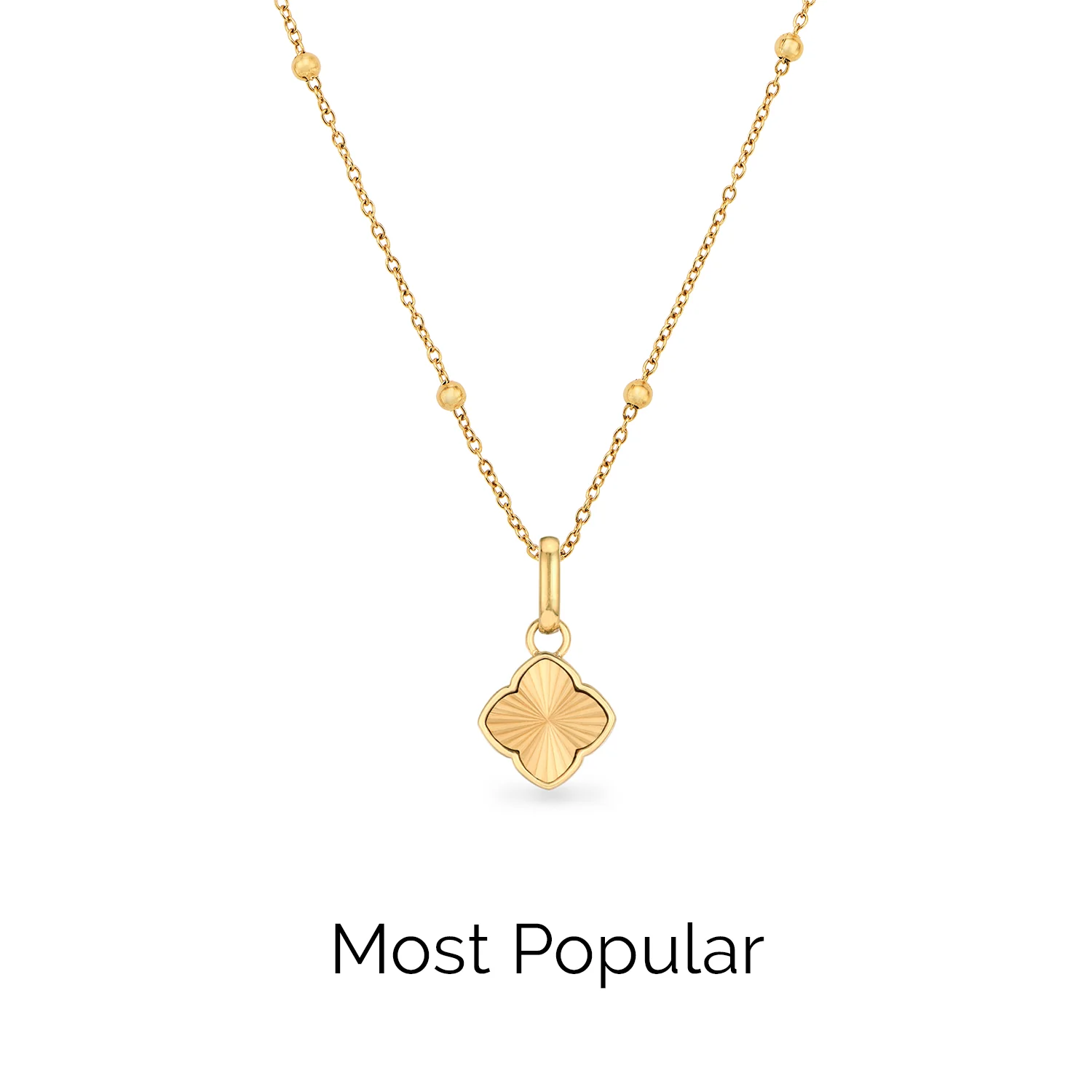 Textured Clover Necklace (Gold) - Image 6