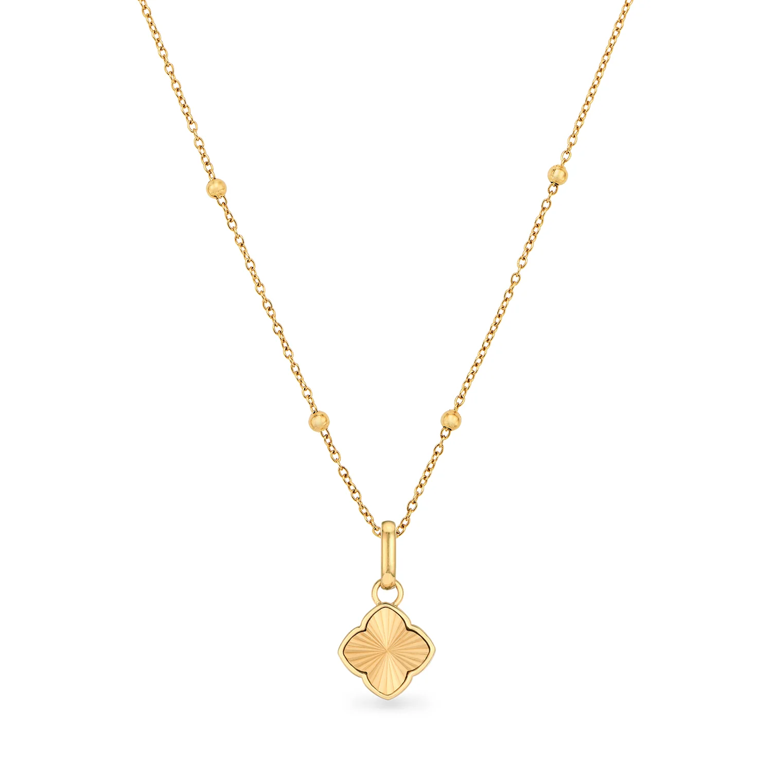 Textured Clover Necklace (Gold) - Image 7