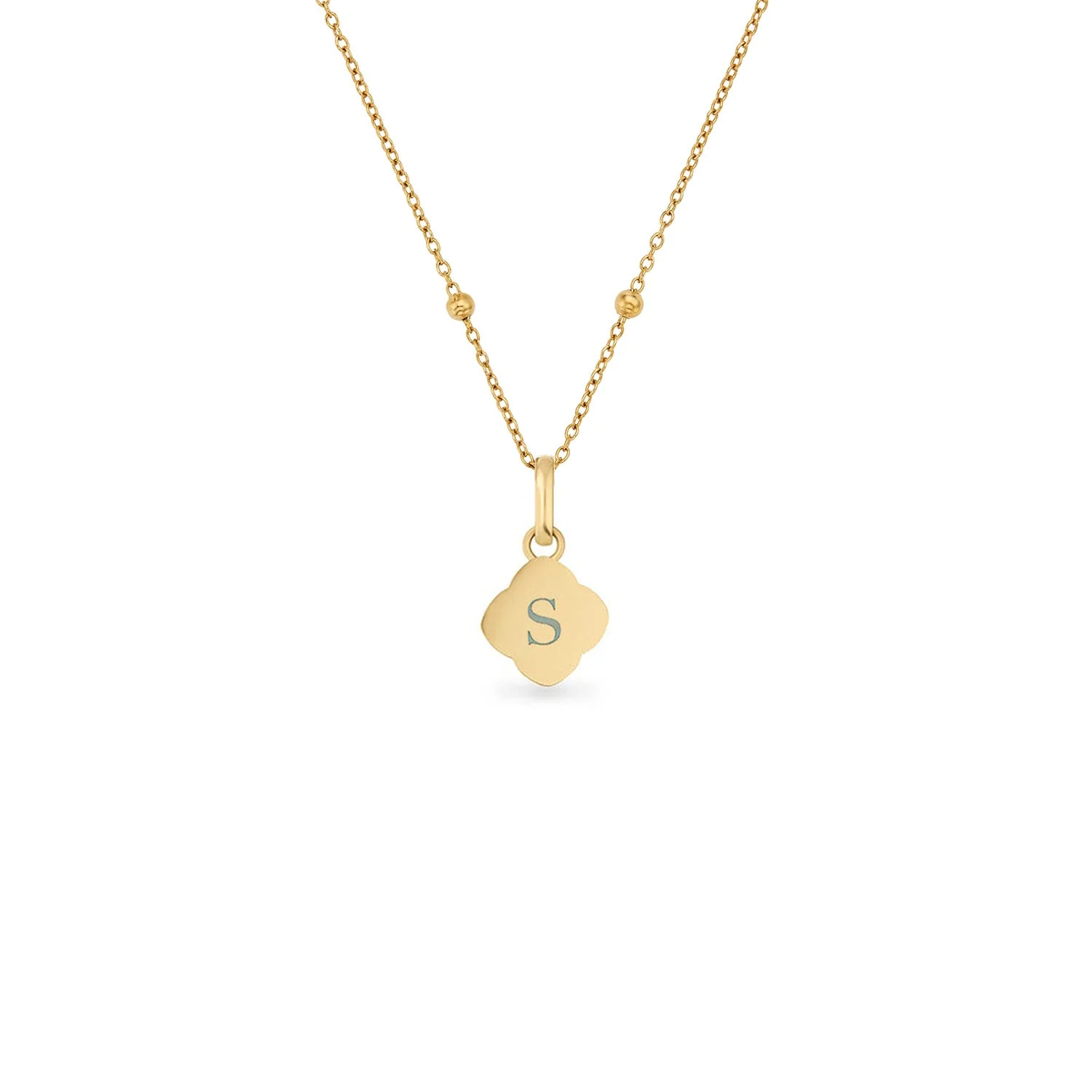 Textured Clover Necklace (Gold) - Image 9