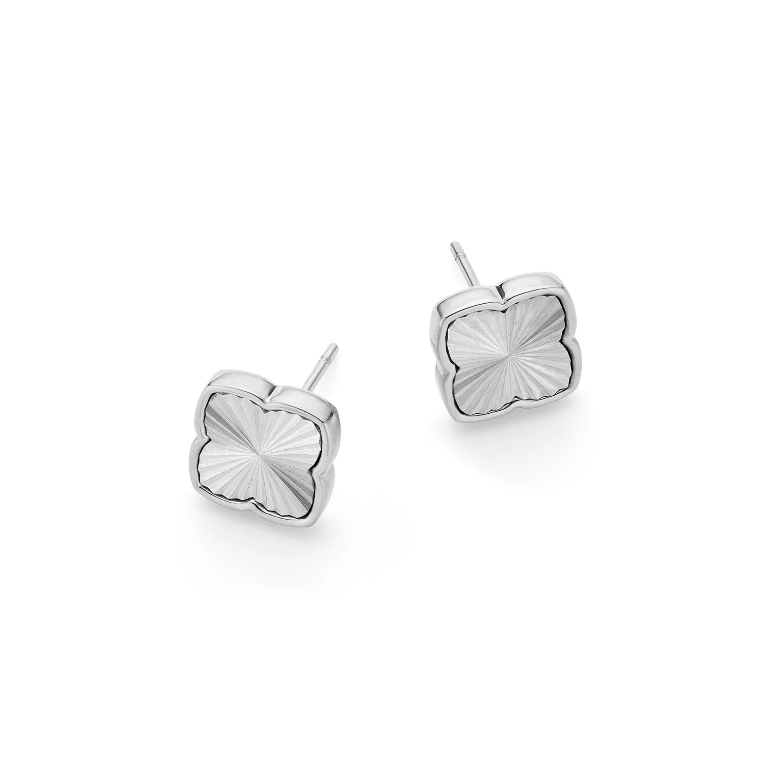 Textured Clover Stud Earrings (Silver) - Image 4
