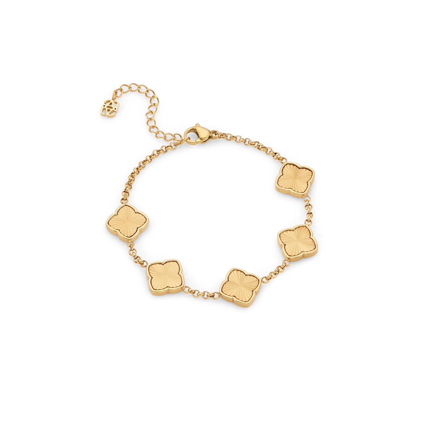 Textured Multi Clover Bracelet (Gold) - Image 4