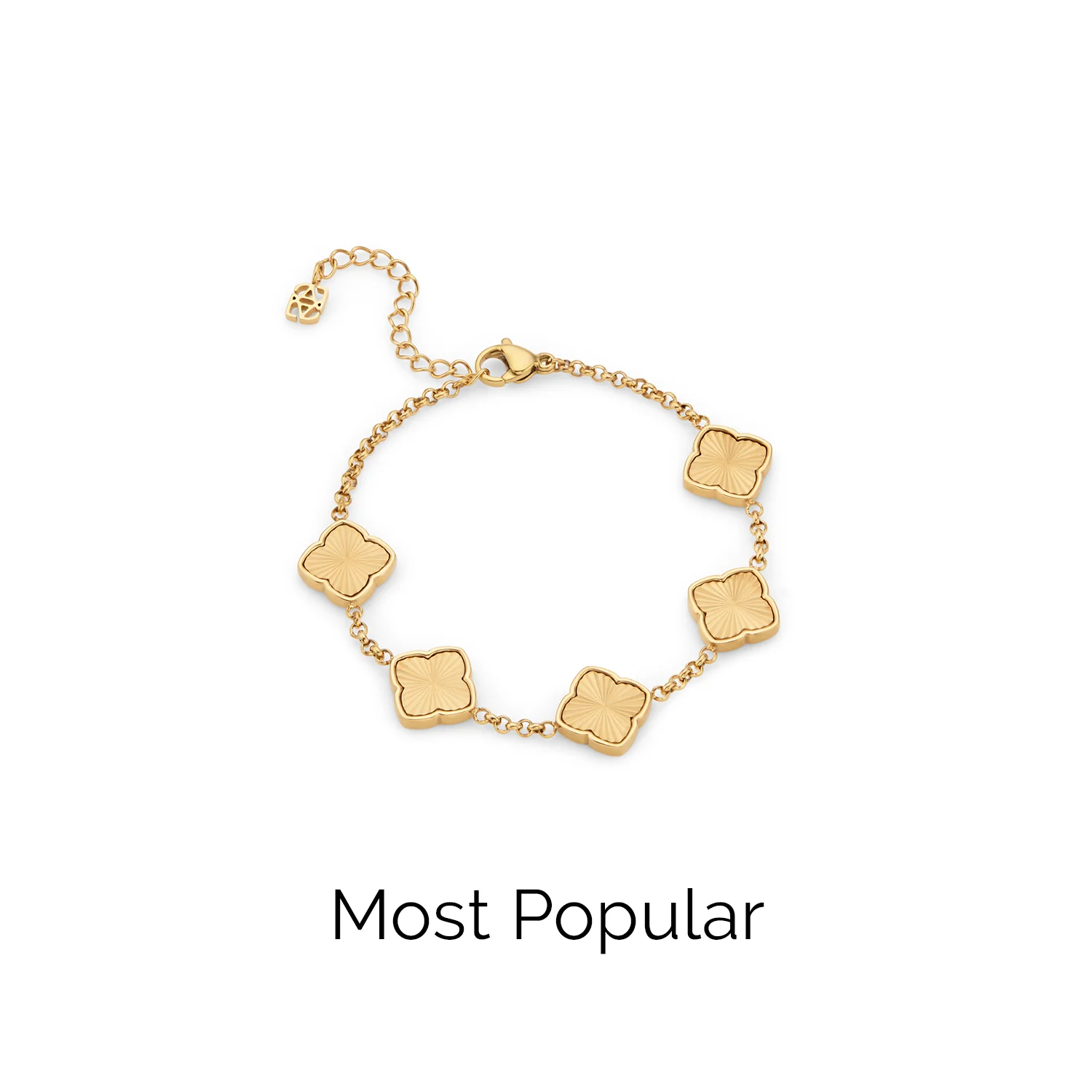 Textured Multi Clover Bracelet (Gold) - Image 5