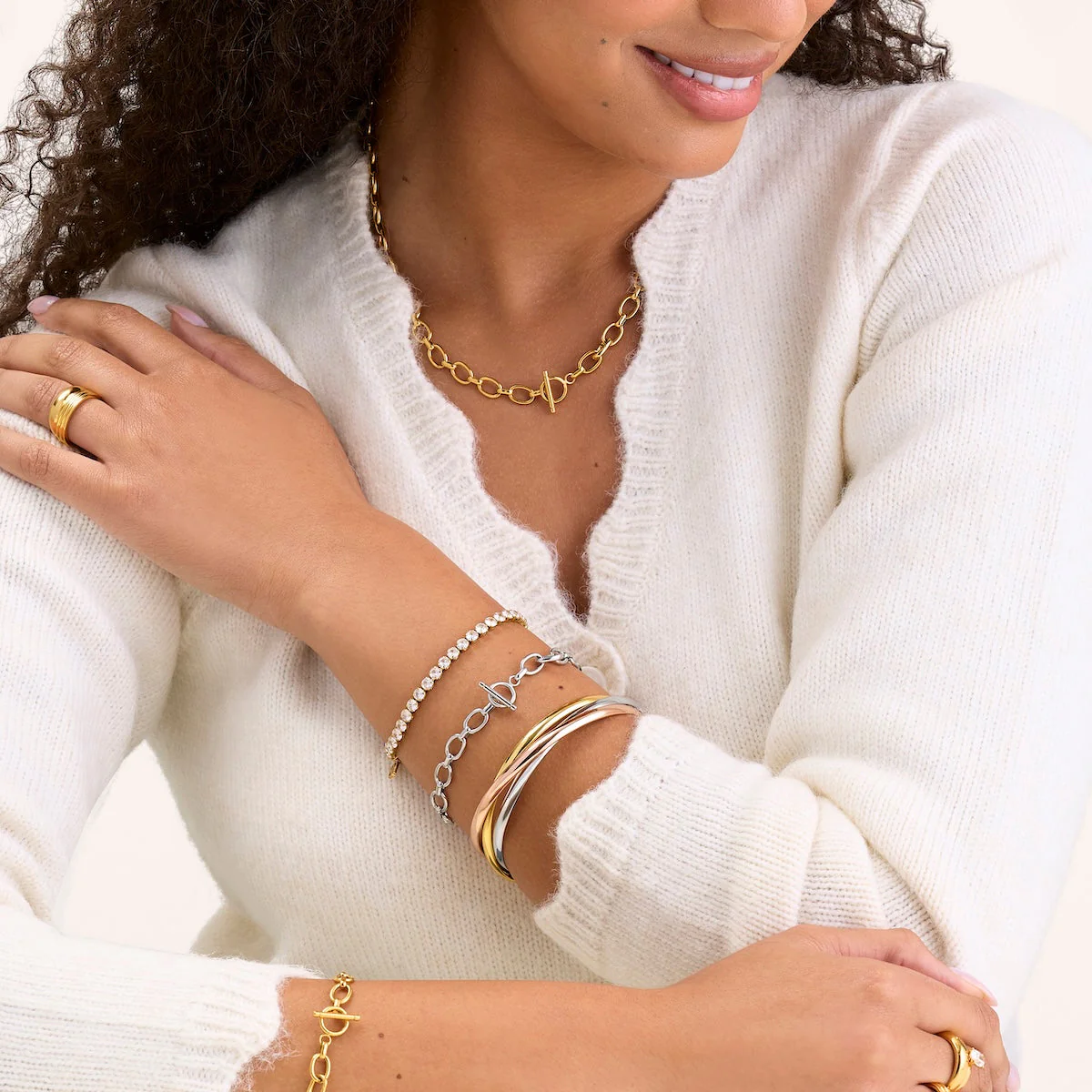 Trilogy Bangle (Gold/Rose Gold/Silver) - Image 4