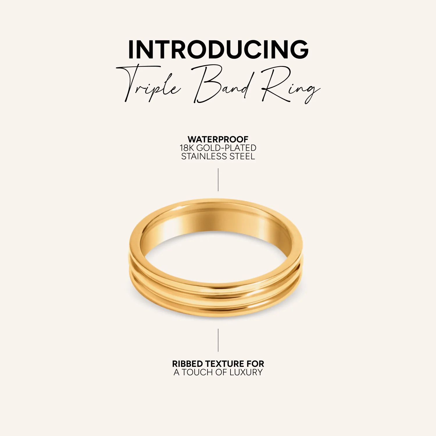Triple Band Ring (Gold) - Image 4