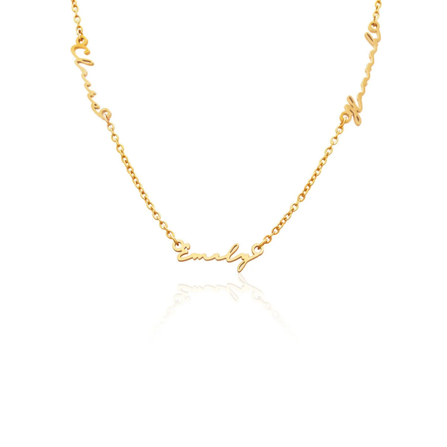 Triple Signature Name Necklace (Gold) - Image 4