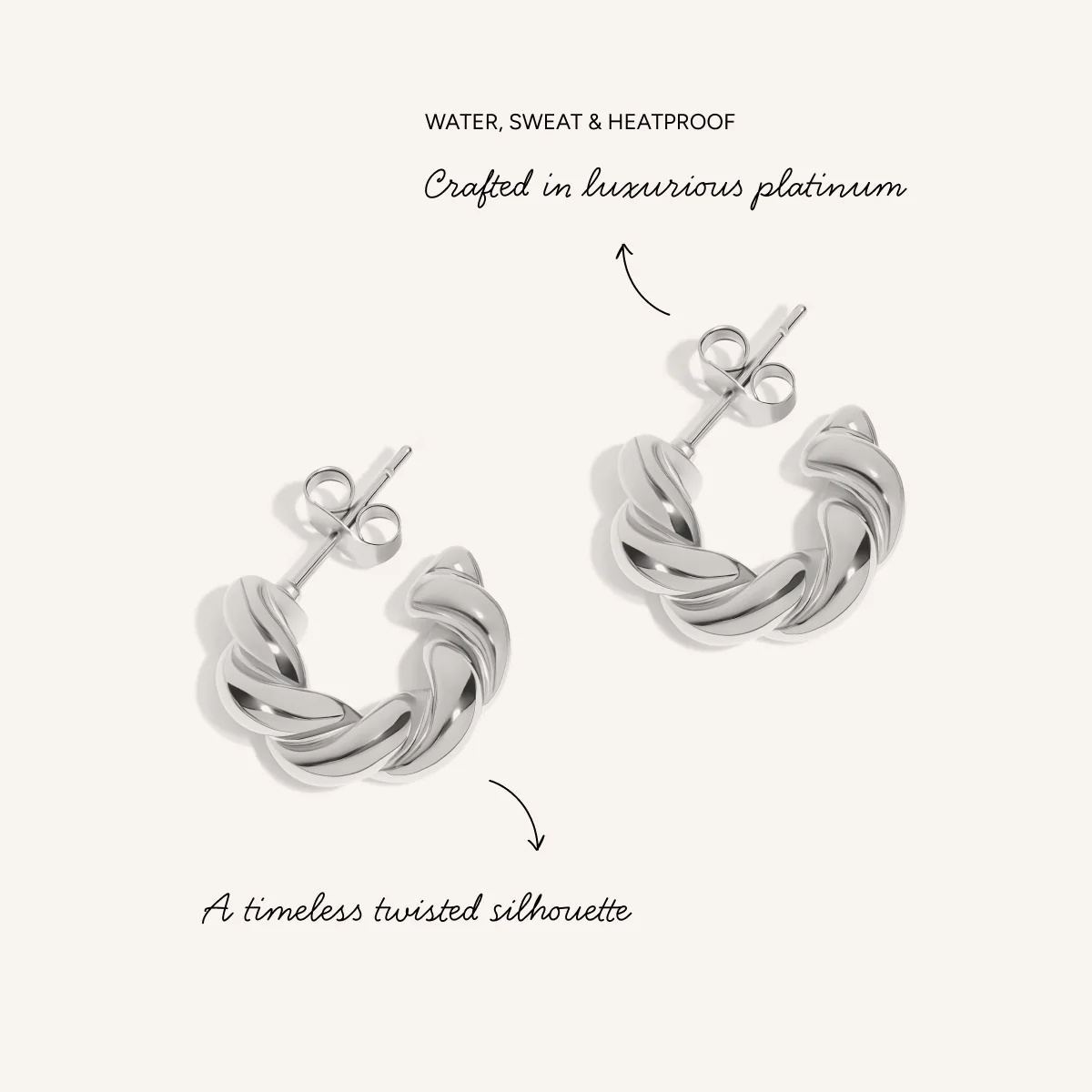 Twisted Hoop Earrings (Silver) - Image 3